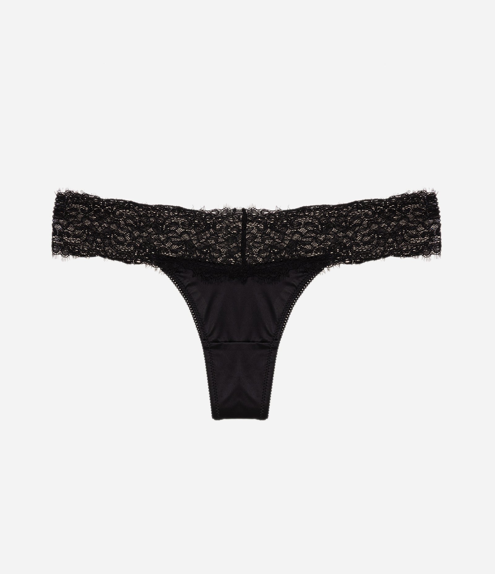 Calcinha String Fio Duplo em Microfibra com Renda Lateral Preto 5