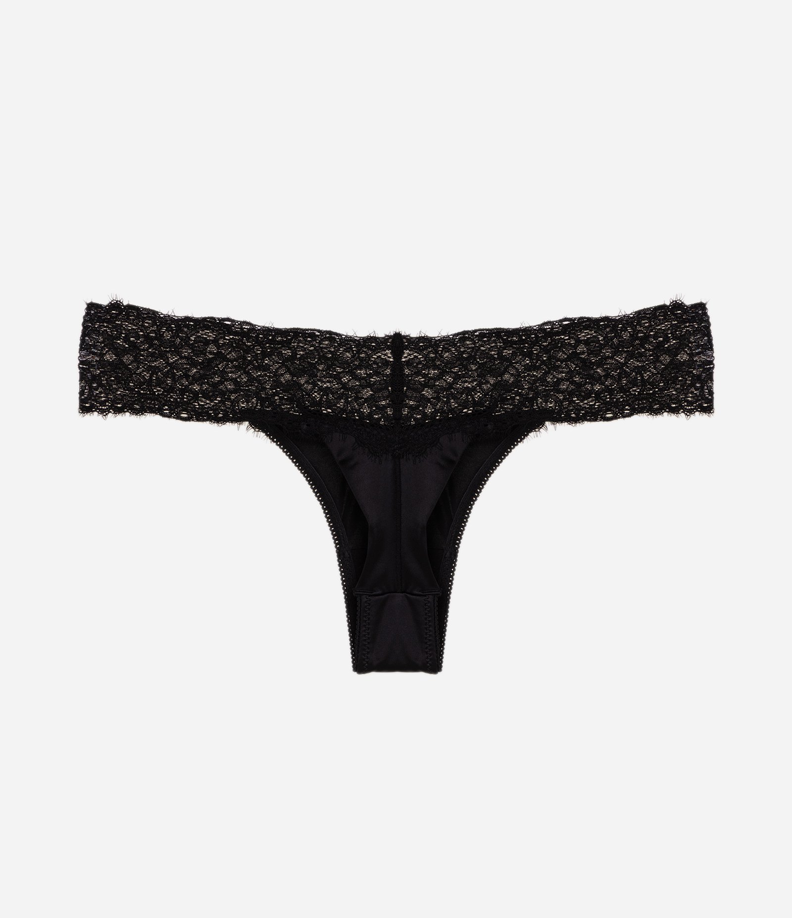 Calcinha String Fio Duplo em Microfibra com Renda Lateral Preto 6