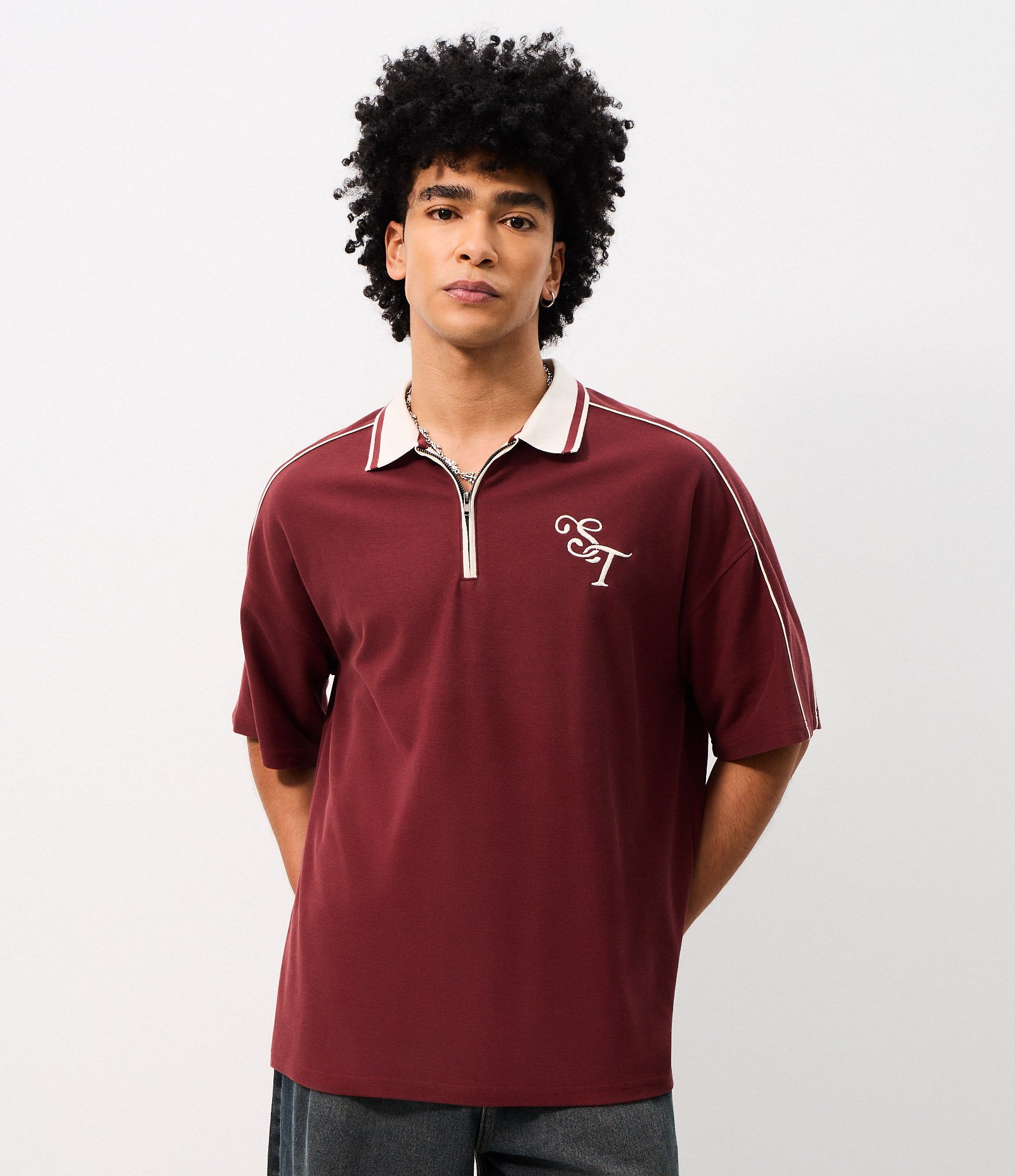 Camiseta Tricô Slim Texturizada Vermelho 4