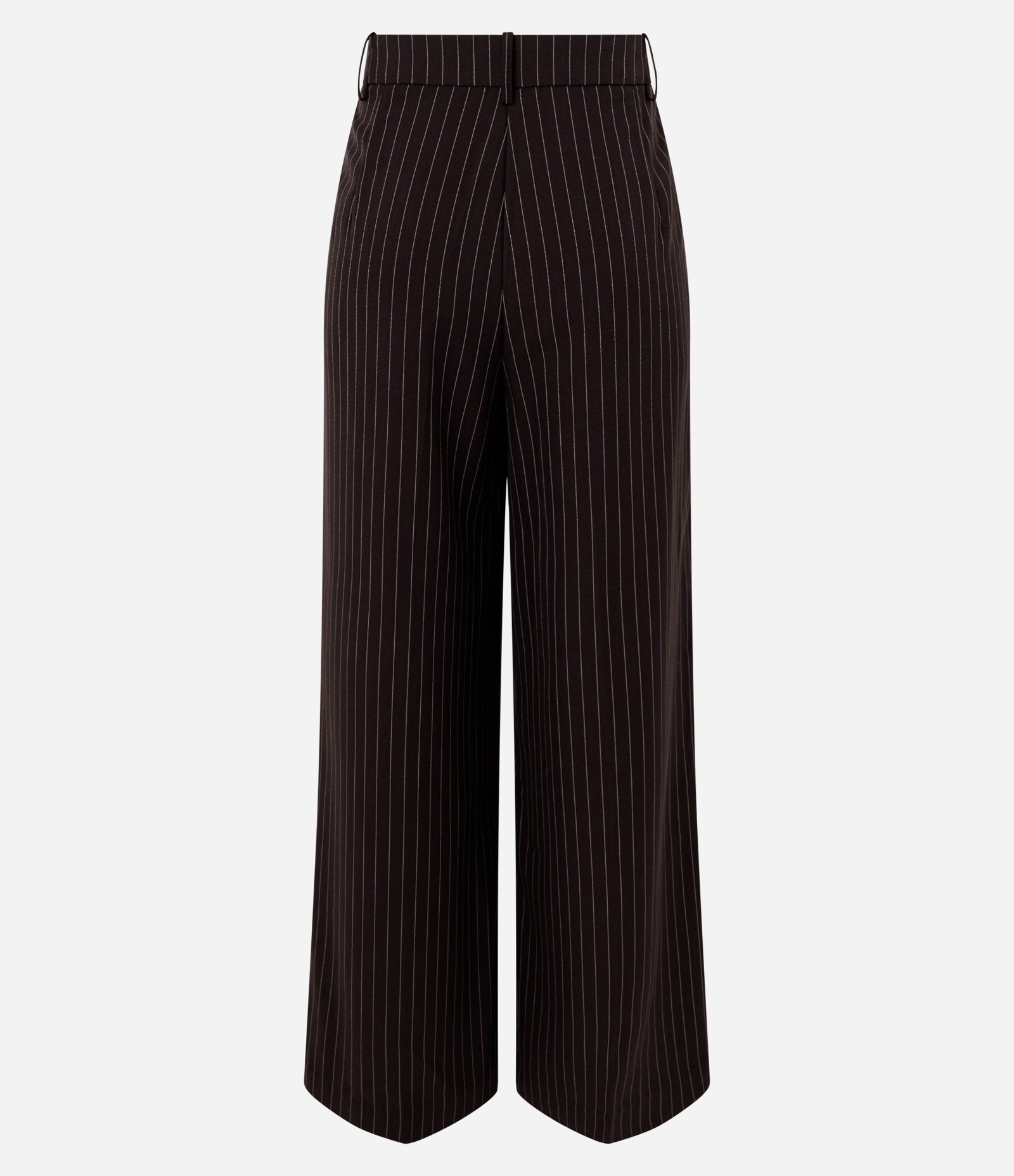 Calça Wide Leg Alfaiatada com Estampa de Listras em Fio Tinto Marrom 2