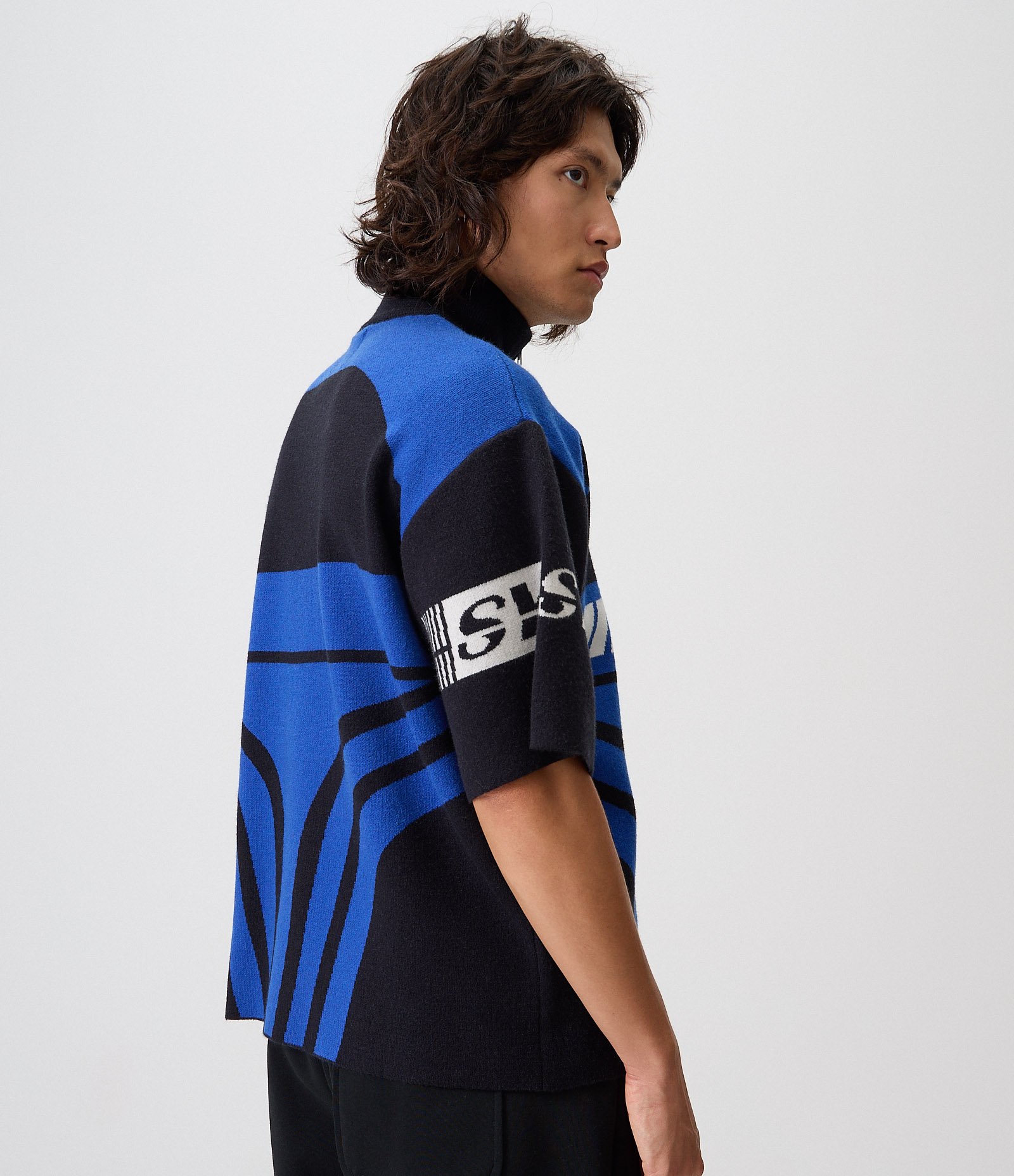 Camiseta Boxy em Tricoline com Quarter Zíper e Gola Polo Preto 3