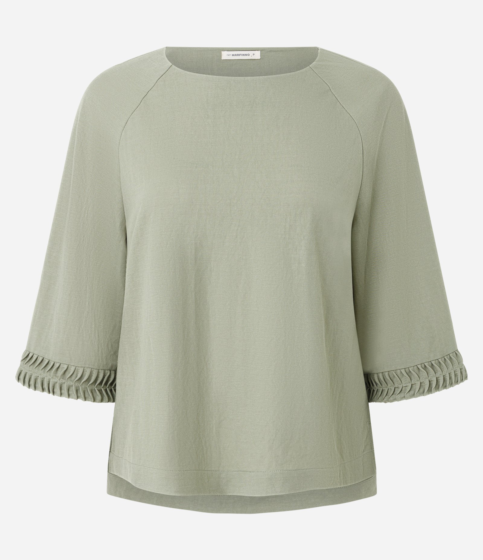 Camiseta em Piquet com Mangas Amplas e Detalhe Franzido Verde 1