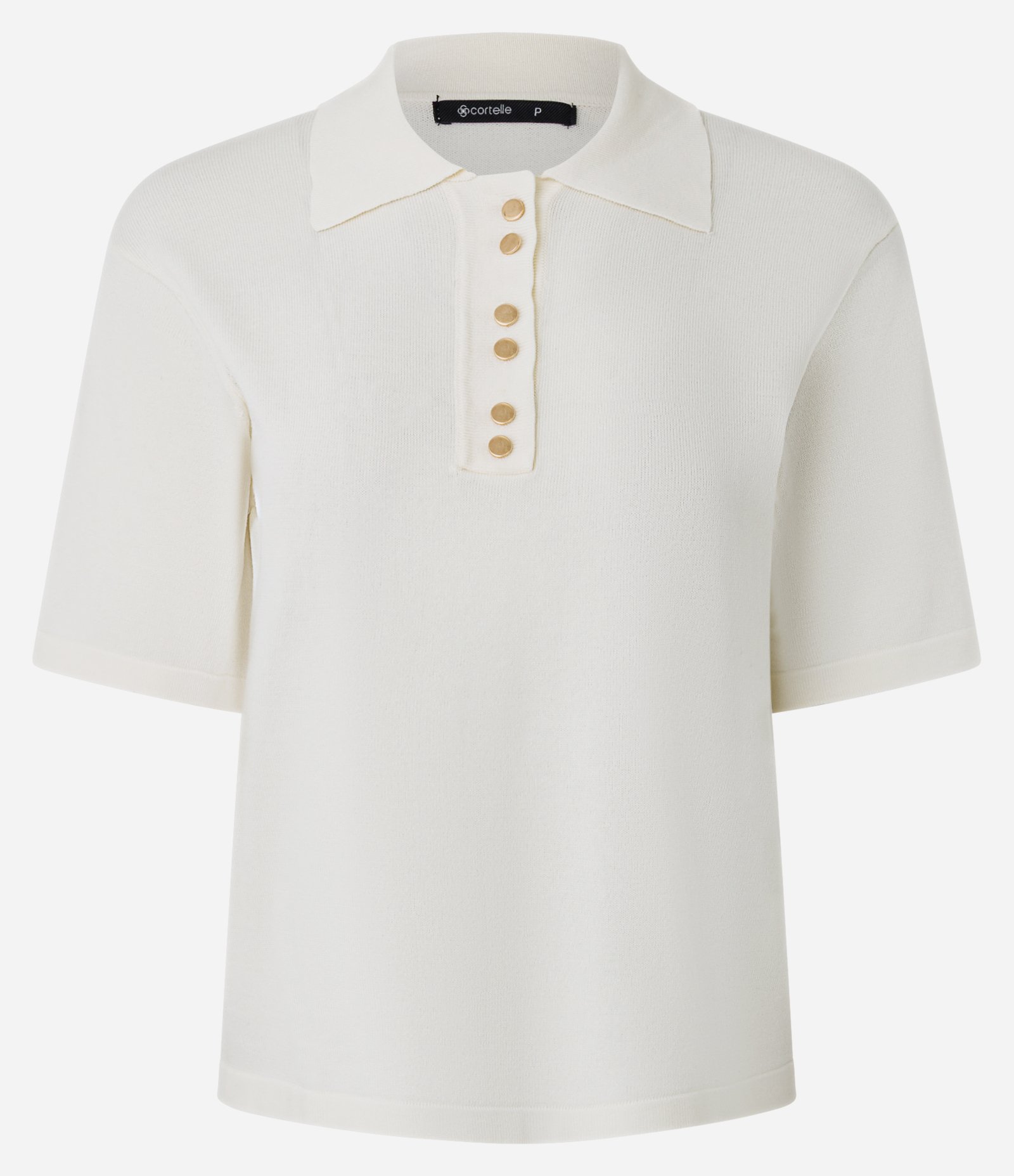 Blusa Curta em Tricô com Abotoamento Frontal Branco 1