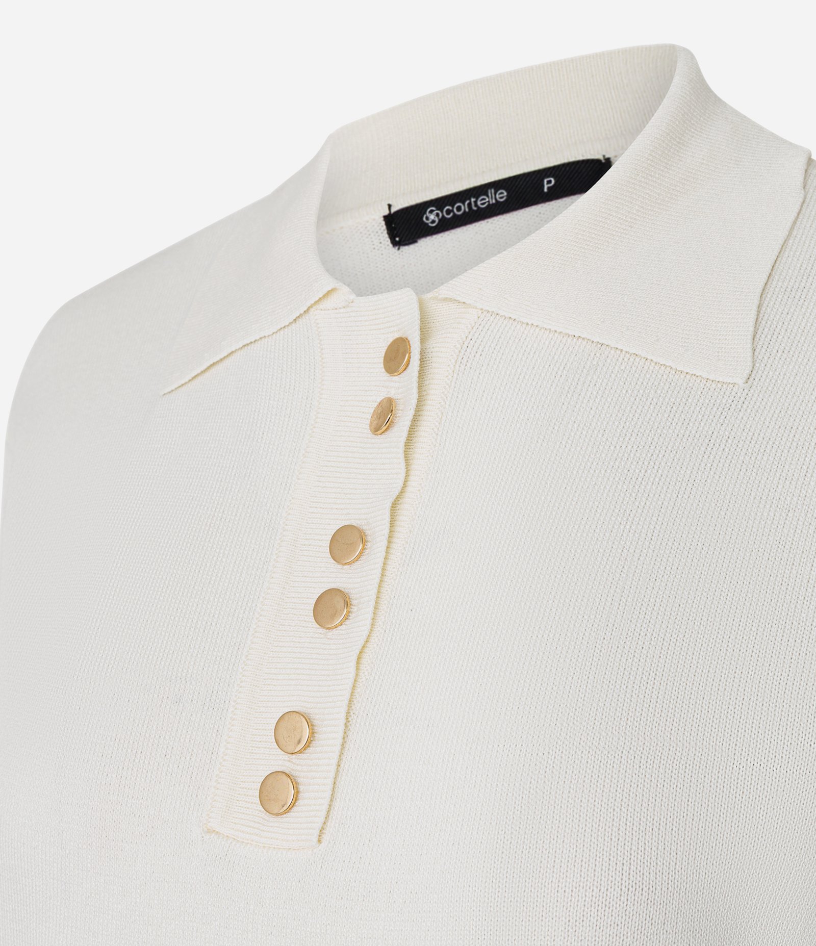 Blusa Curta em Tricô com Abotoamento Frontal Branco 2