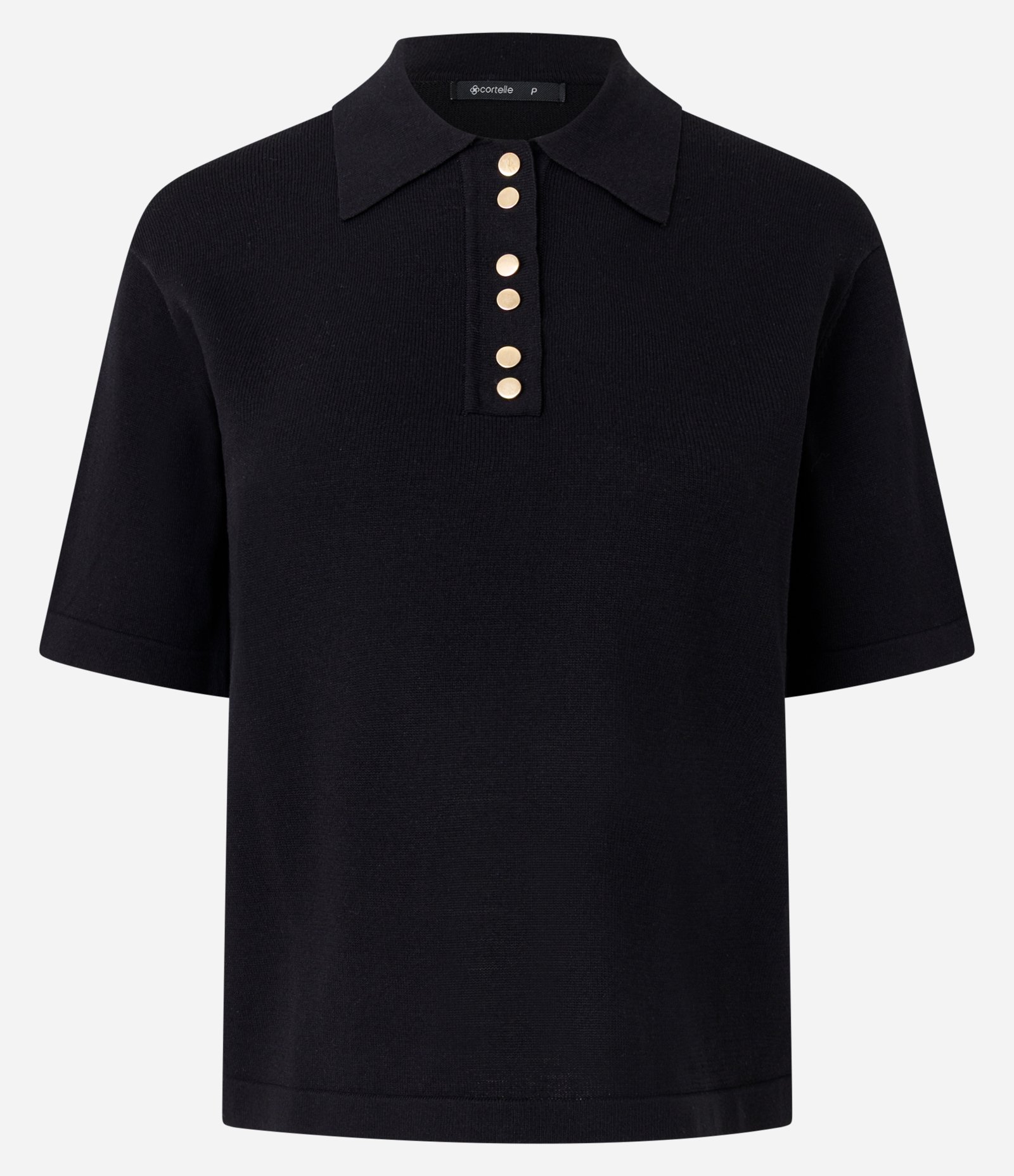Blusa Curta em Tricô com Abotoamento Frontal Preto 1