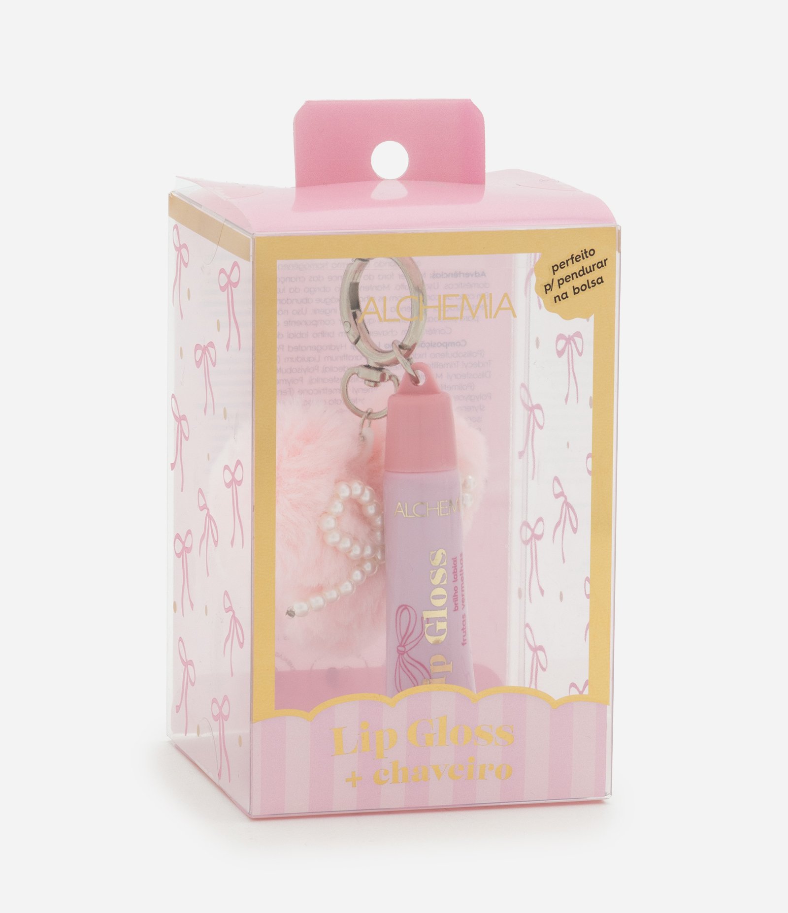 Gloss Labial com Pompom em Formato de Coração e Perolas U 1