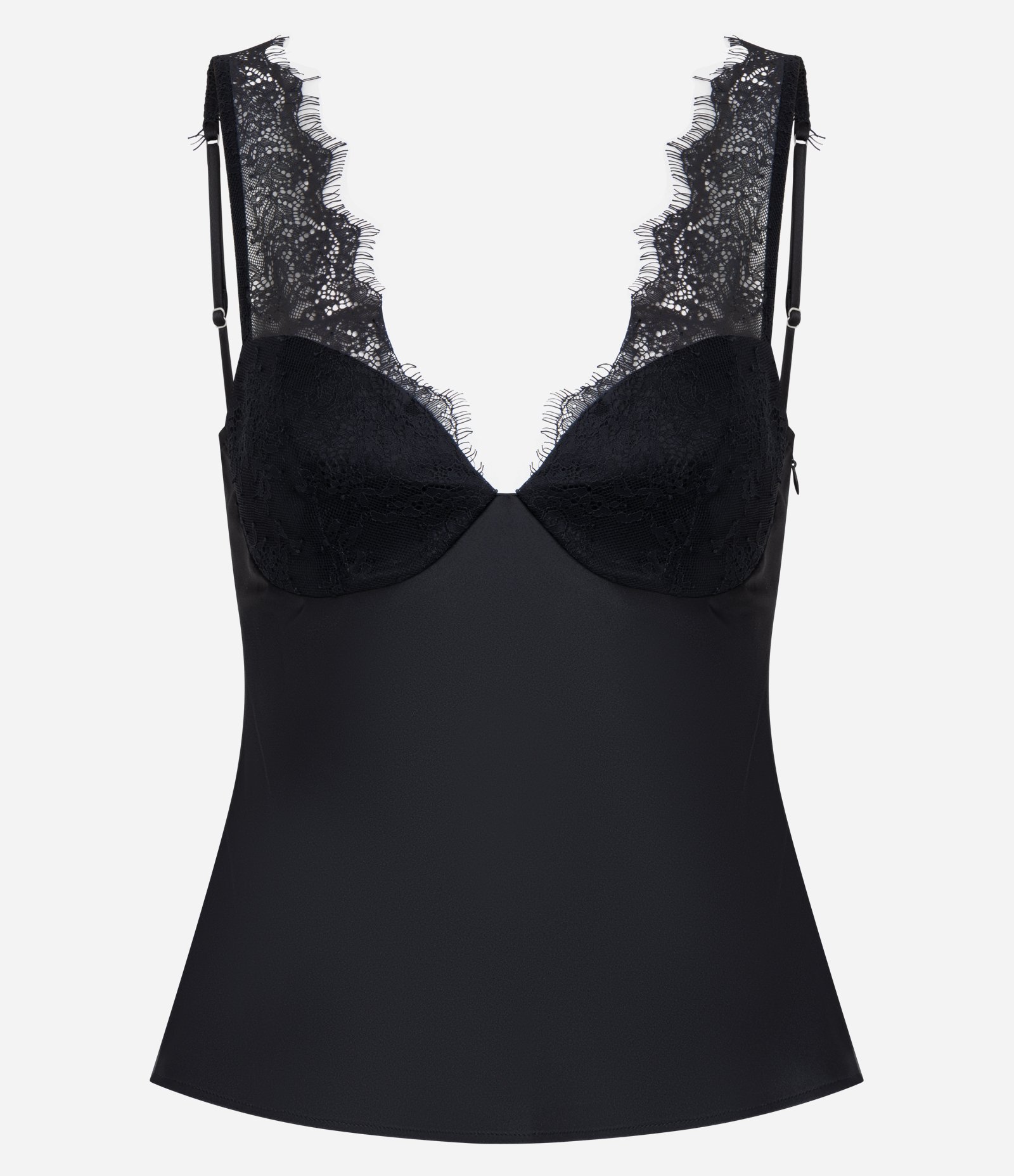 Blusa de Alcinha em Cetim com Renda nas Alças e Decote Coração Preto 5
