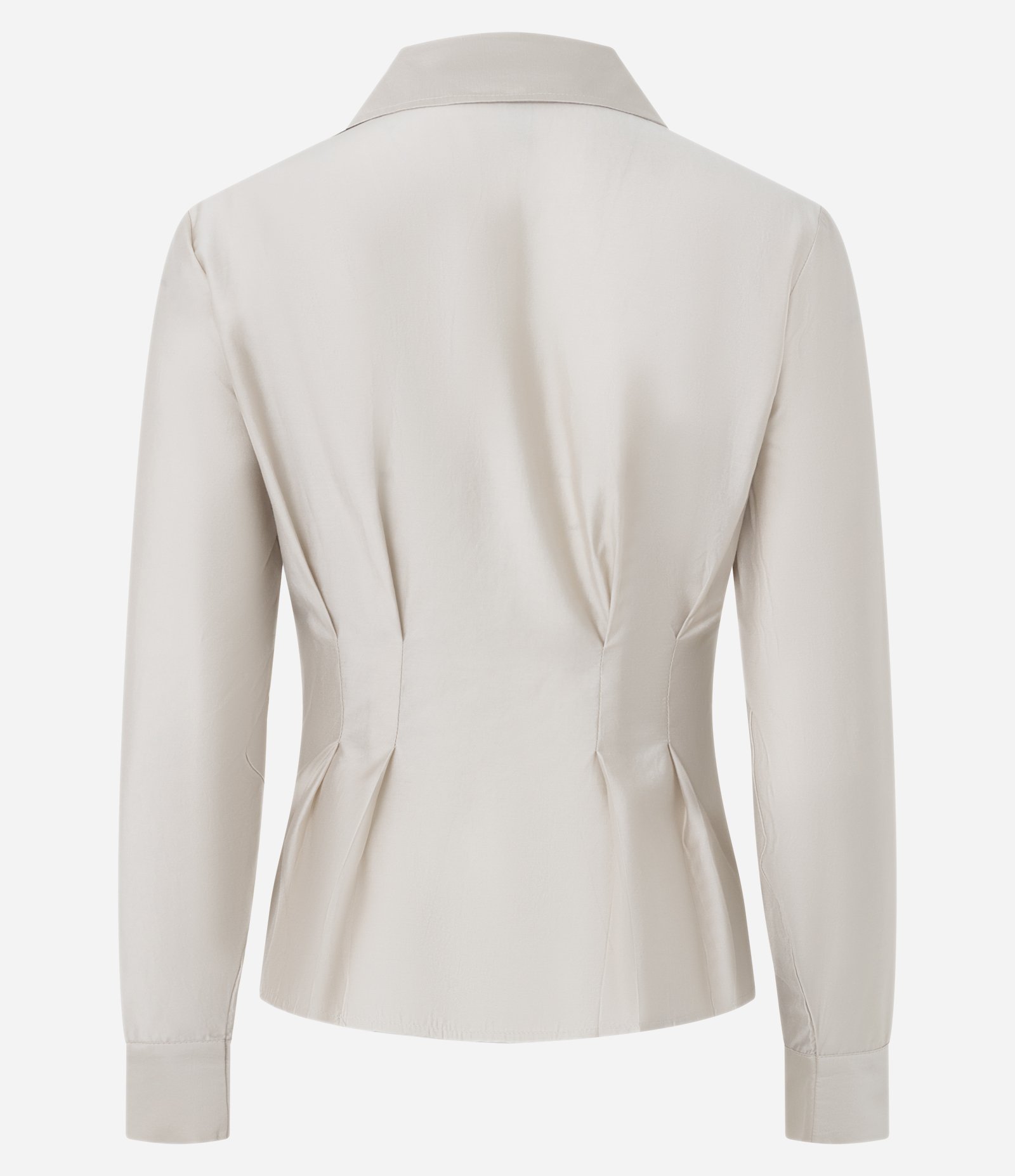 Camisa Regular Manga Longa em Cetim com Pregas Off White 2