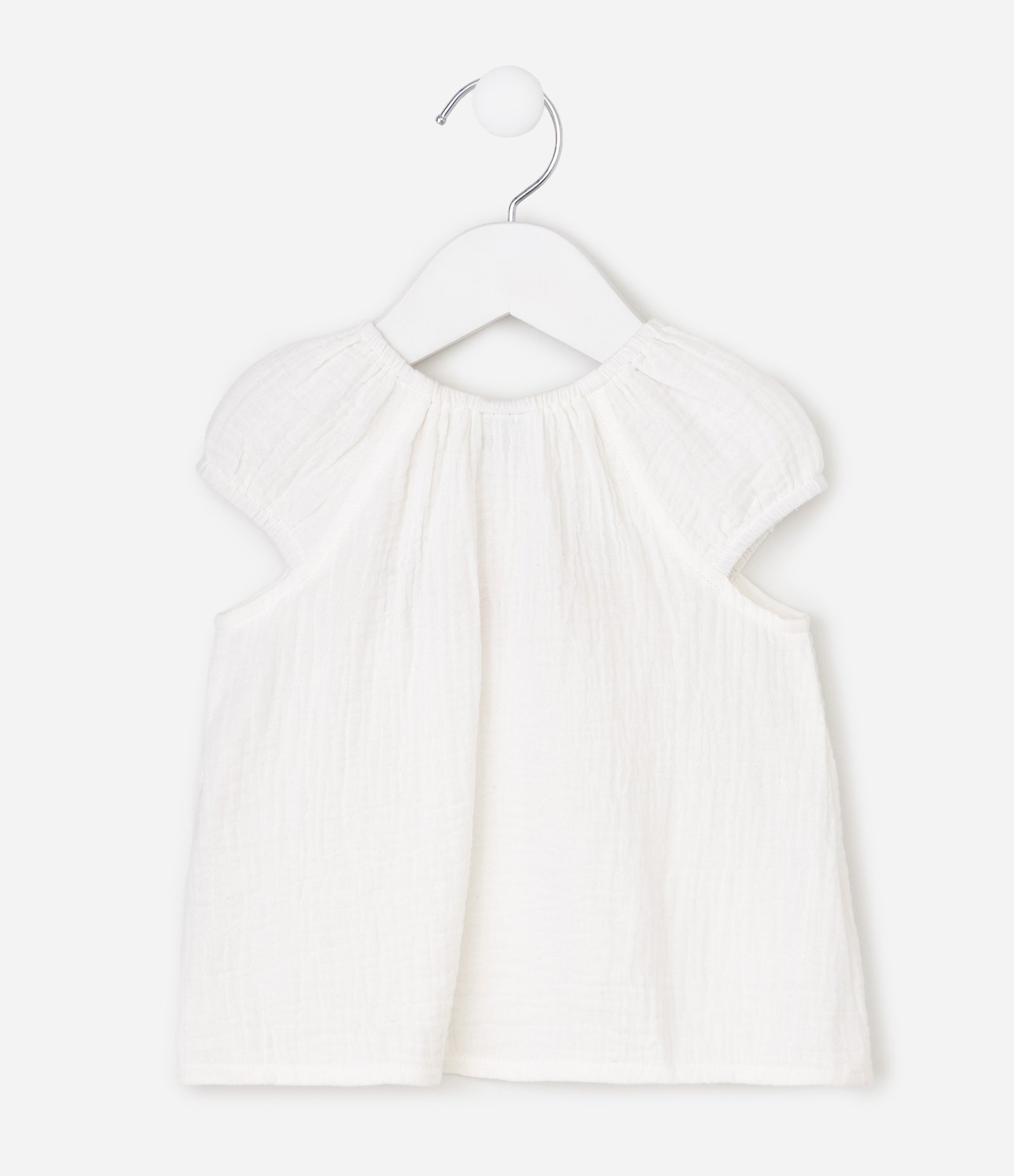 Conjunto Bebê Bata Bordada e Short Vichy - Tam 3 a 18 Meses Branco 4