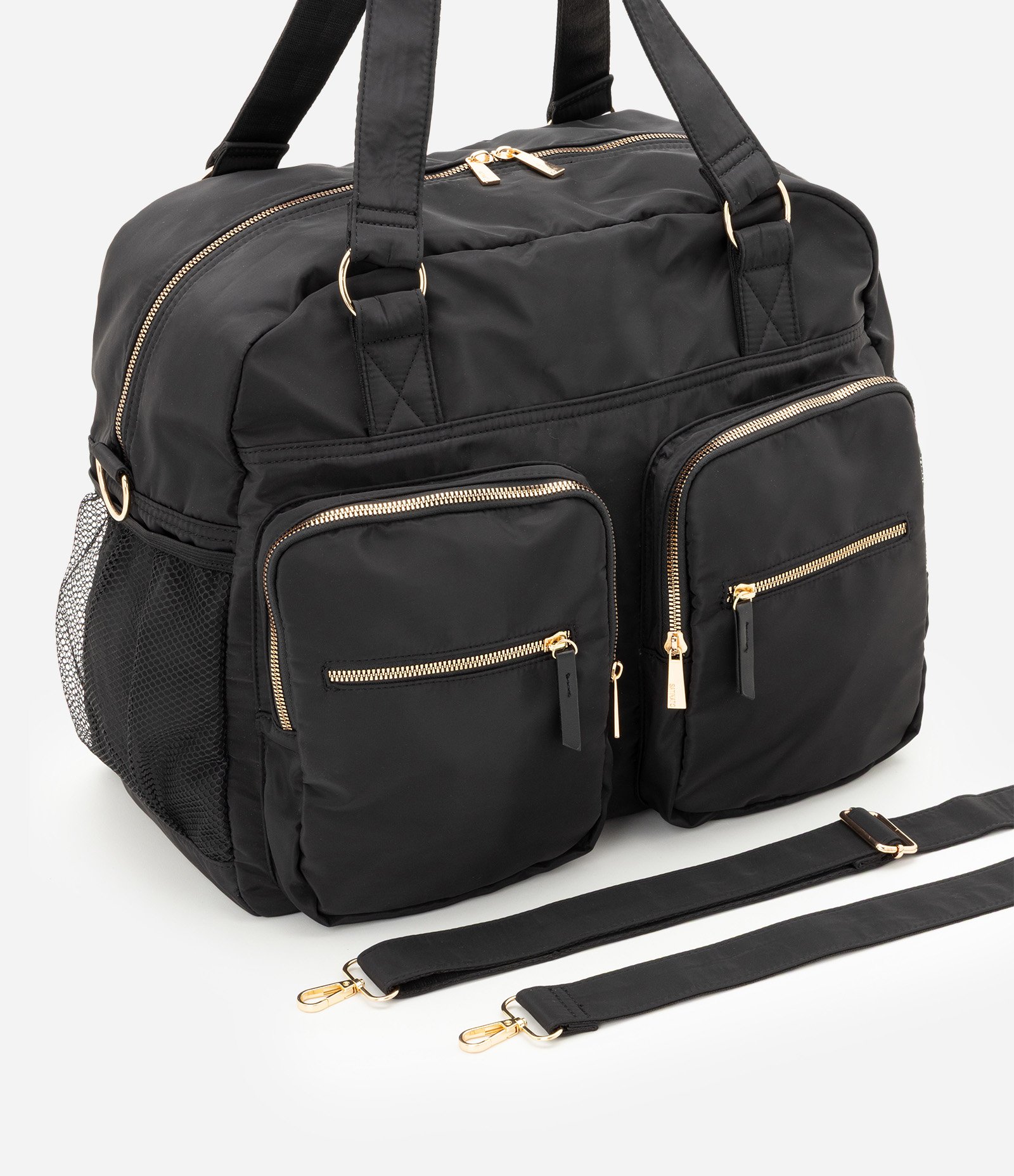 Bolsa Grande com Bolsos Frontais e Alças Duplas Preto 8
