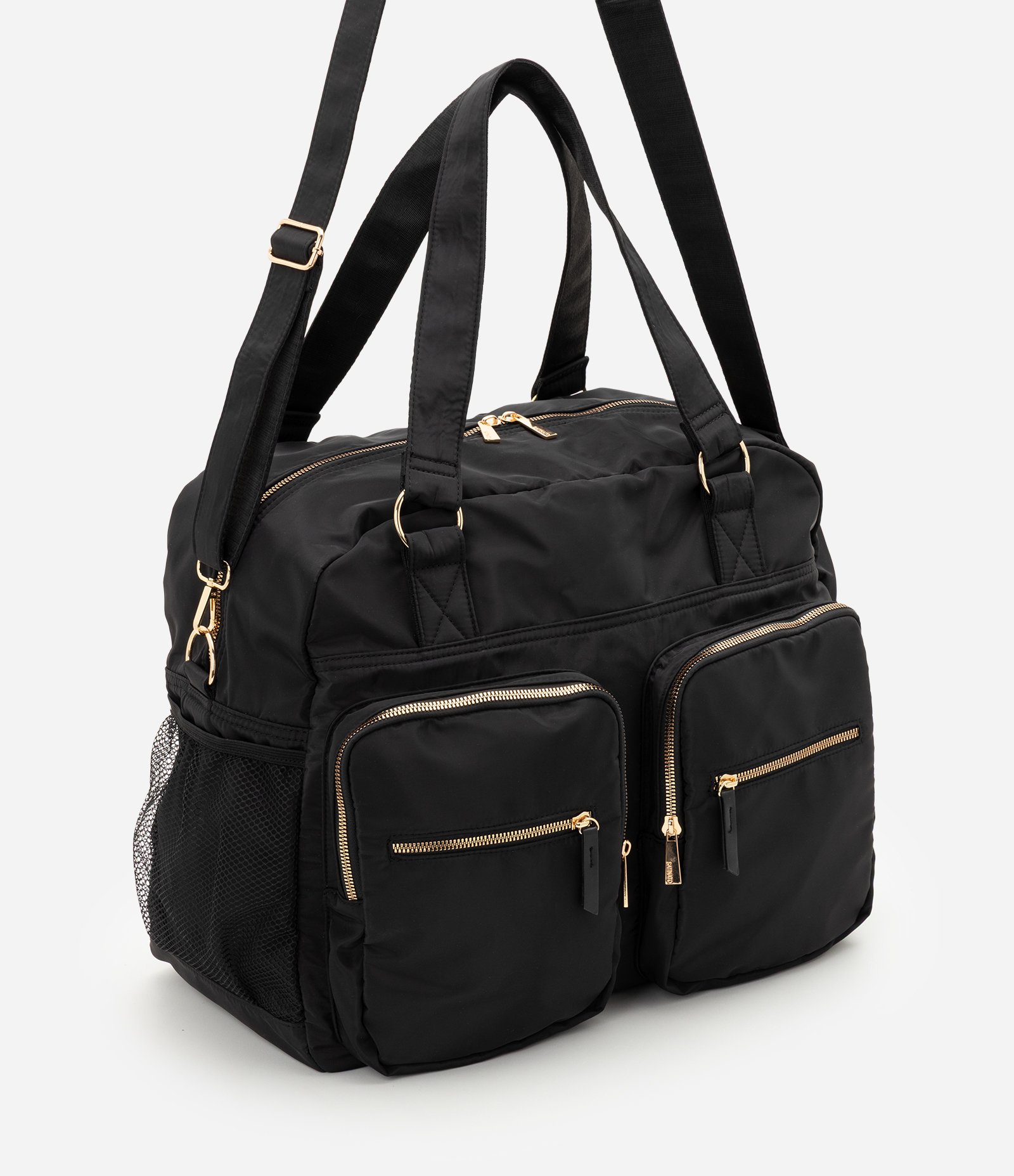 Bolsa Grande com Bolsos Frontais e Alças Duplas Preto 1