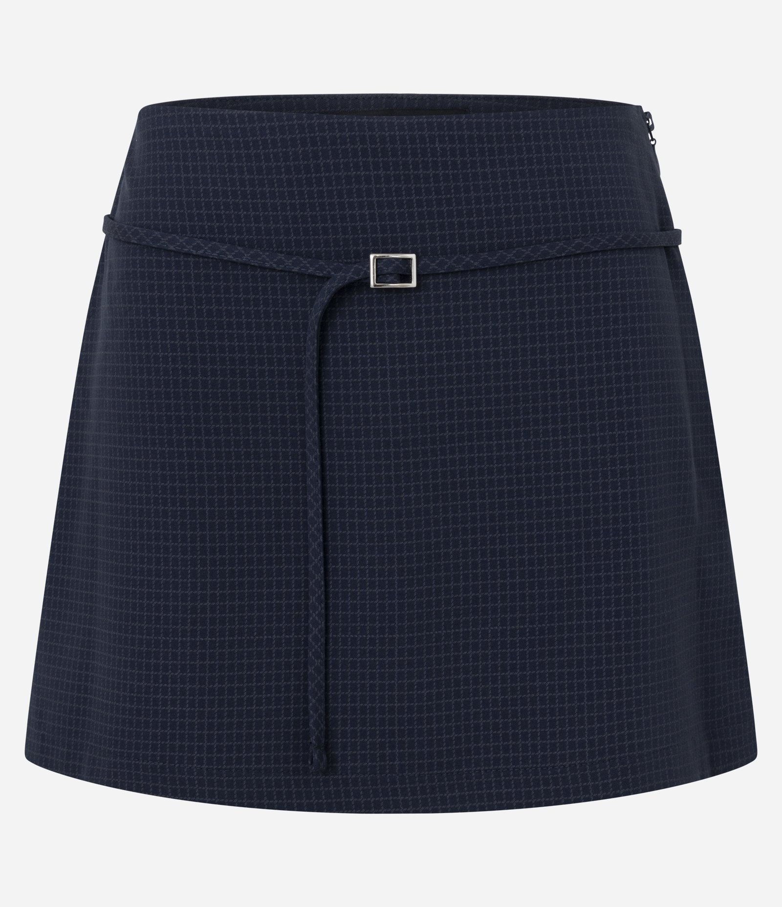 Short Saia Alfaiatado Grid com Cinto Preto 1