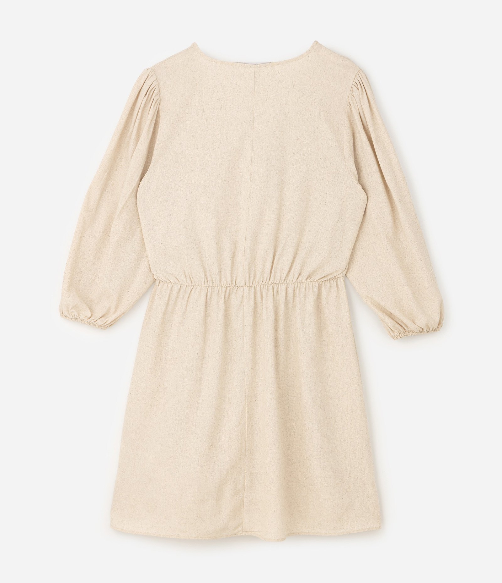 Vestido Curto em Viscolinho com Botões Curve & Plus Size Bege 2