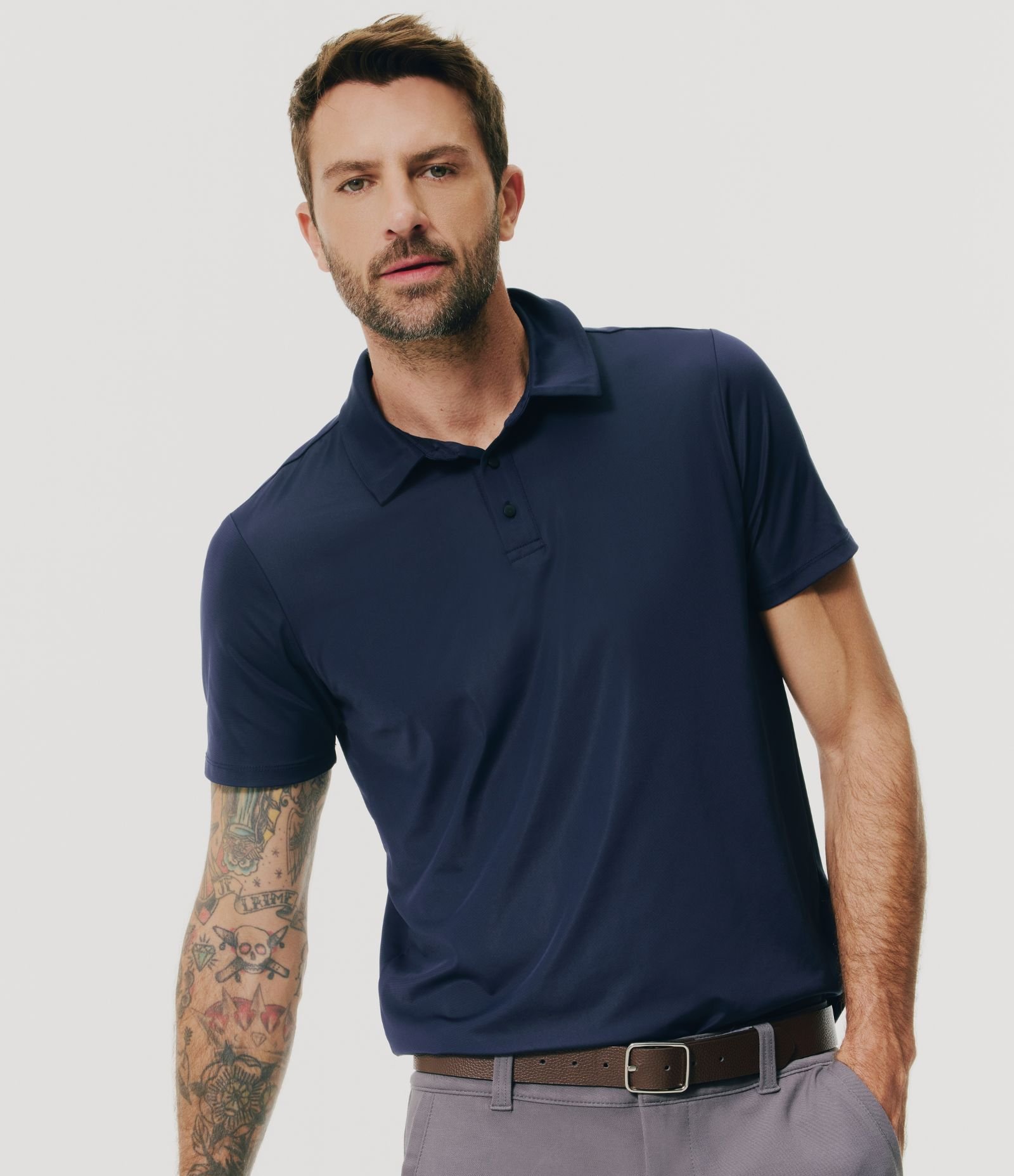 Camisa Polo Performance com Toque Gelado Azul Marinho 1