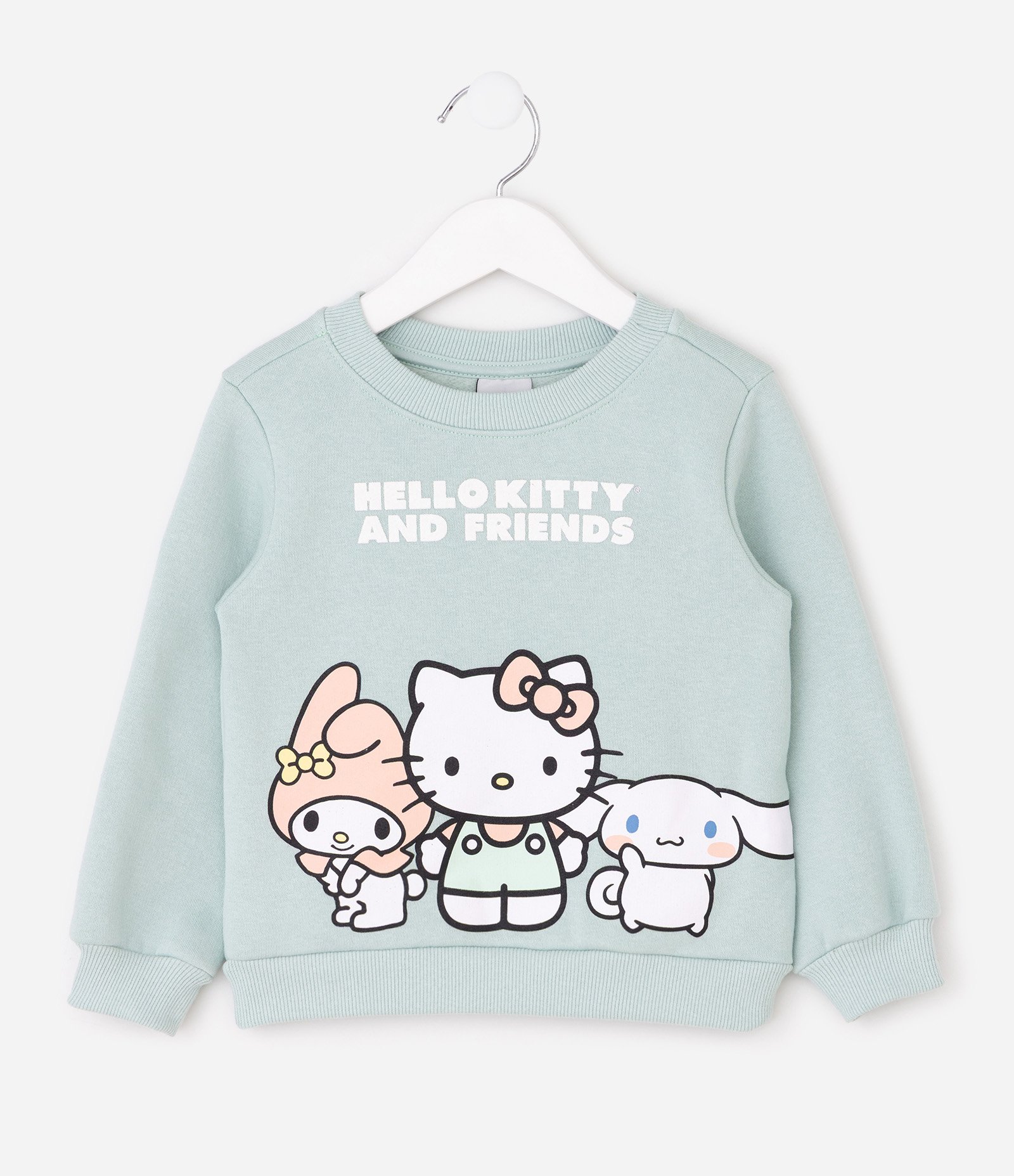 Conjunto Infantil Hello Kitty Casaco Cropped e Calça Flare – Tam 1 a 6 Anos Preto/Verde Claro 3
