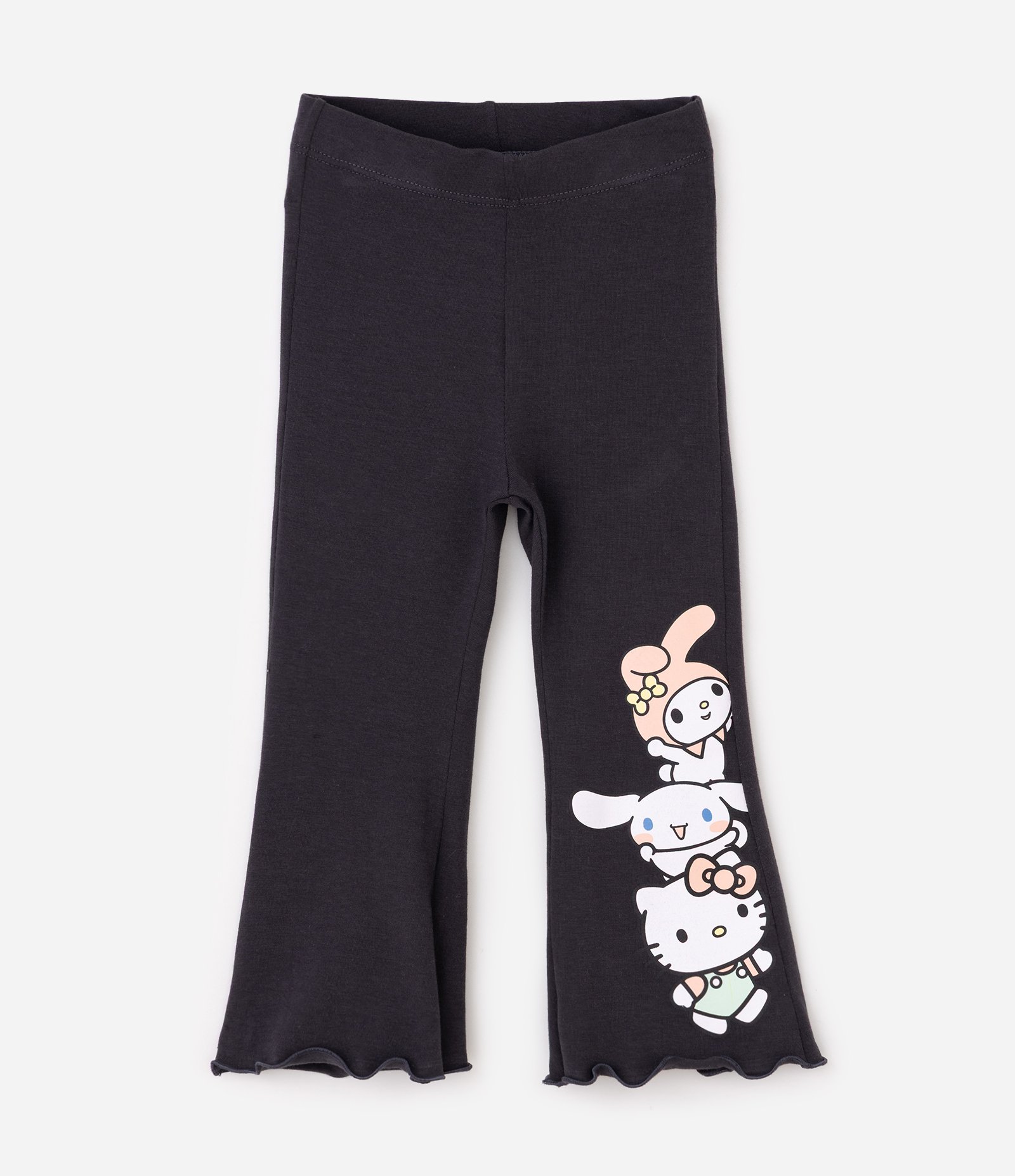 Conjunto Infantil Hello Kitty Casaco Cropped e Calça Flare – Tam 1 a 6 Anos Preto/Verde Claro 6