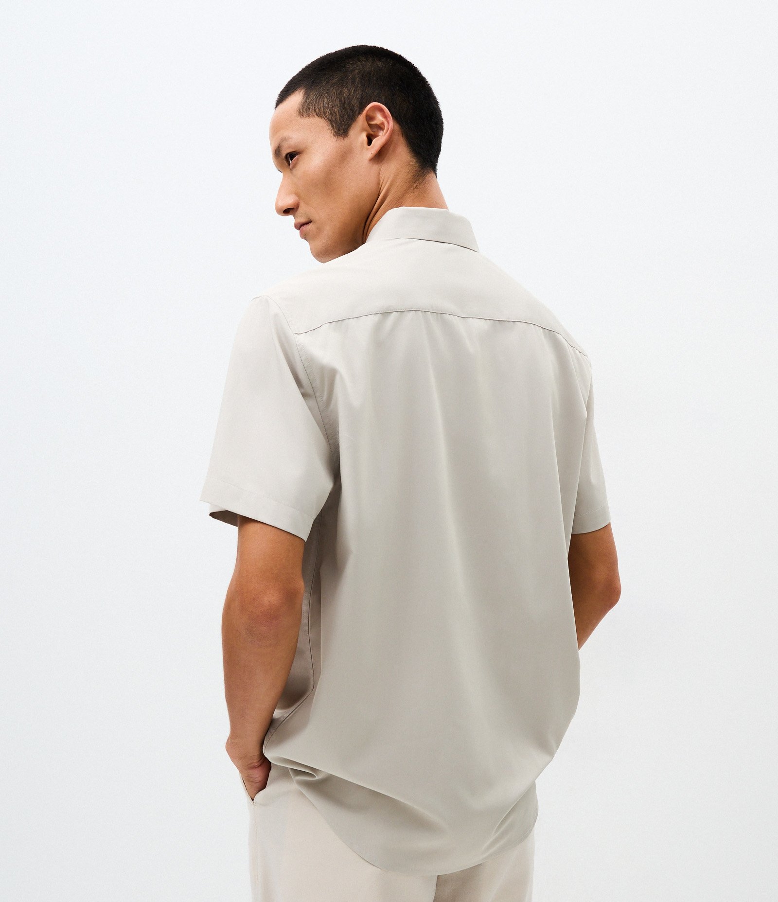 Camisa Slim em Fibra de Bambu Cinza Claro 4