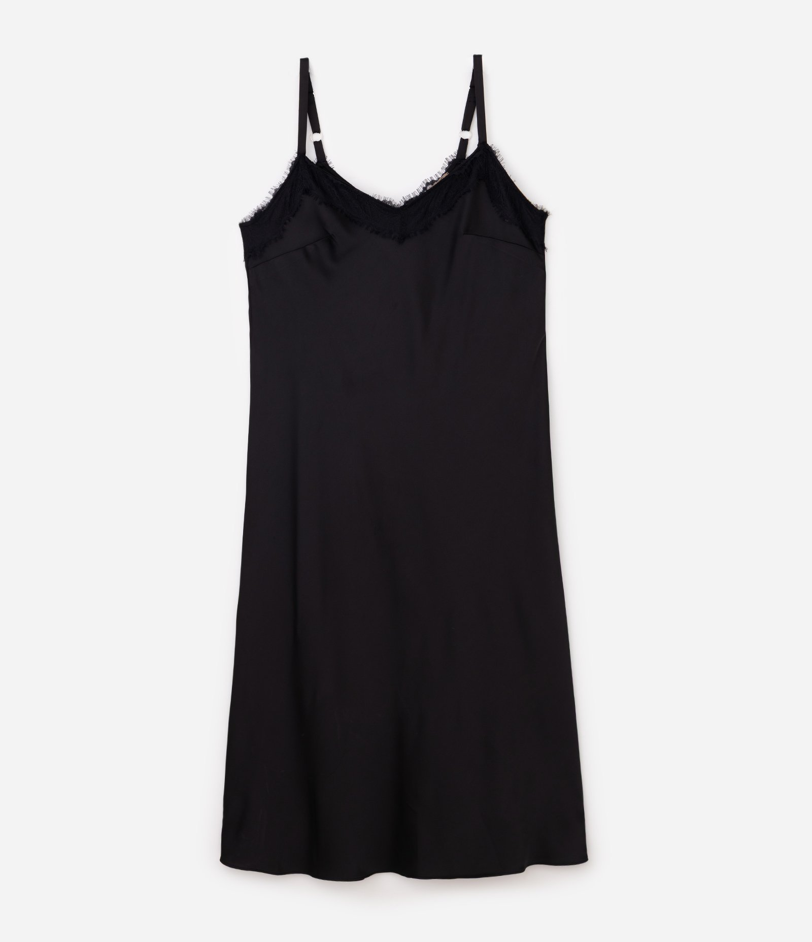 Vestido Midi em Cetim com Renda no Decote Curve & Plus Size Preto 1