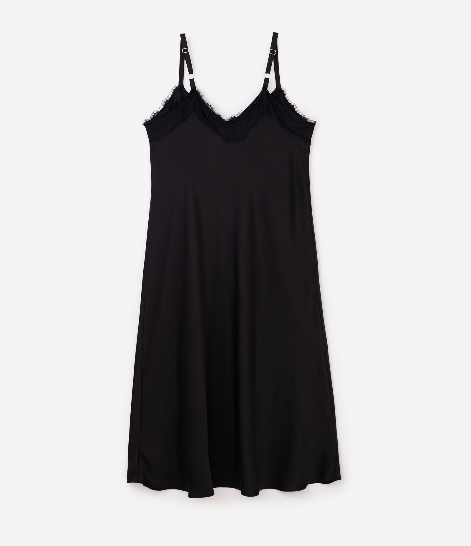 Vestido Midi em Cetim com Renda no Decote Curve & Plus Size Preto 2