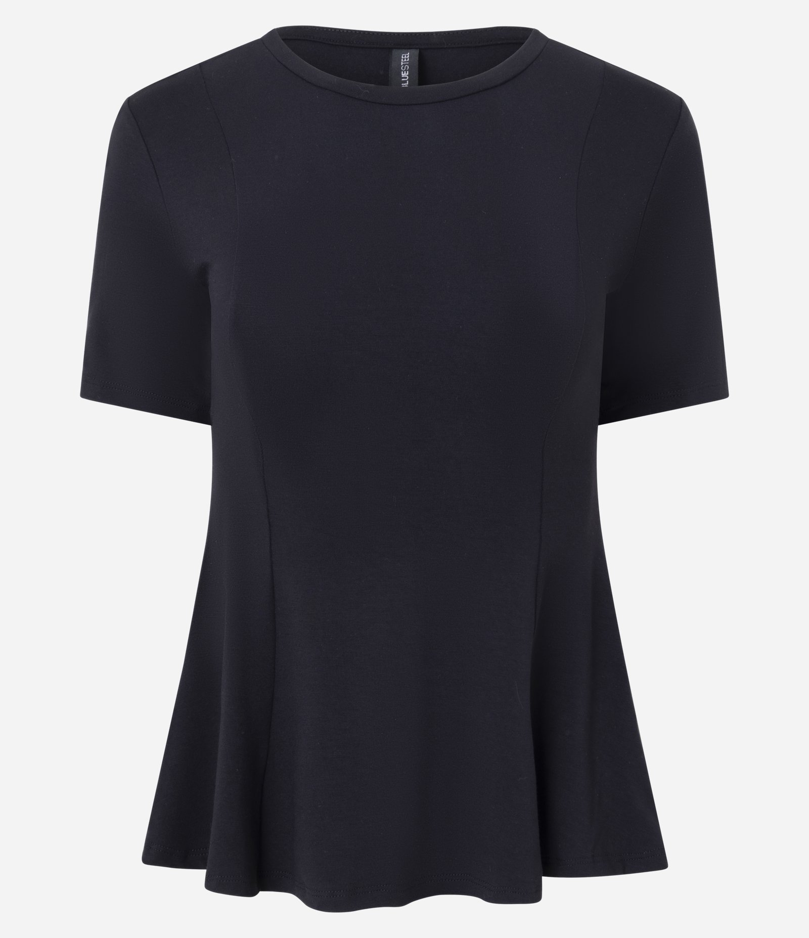 Blusa Peplum Manga Curta em Viscose com Recortes Preto 4