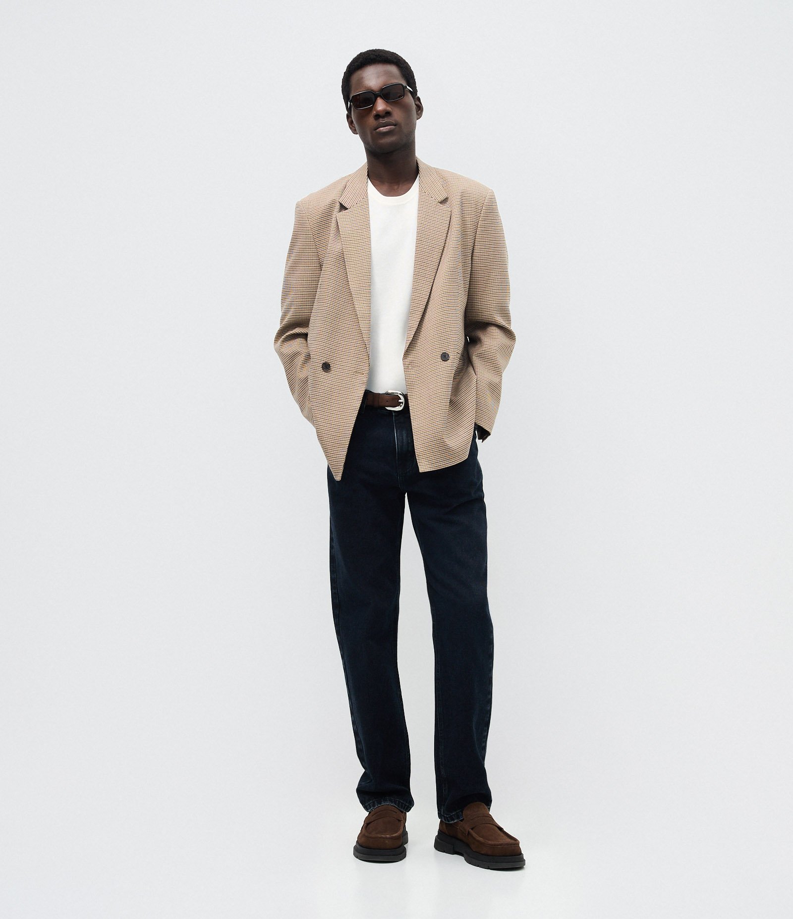 Blazer Oversized Alfaiatado com Estampa Xadrez Marrom/Cinza 2