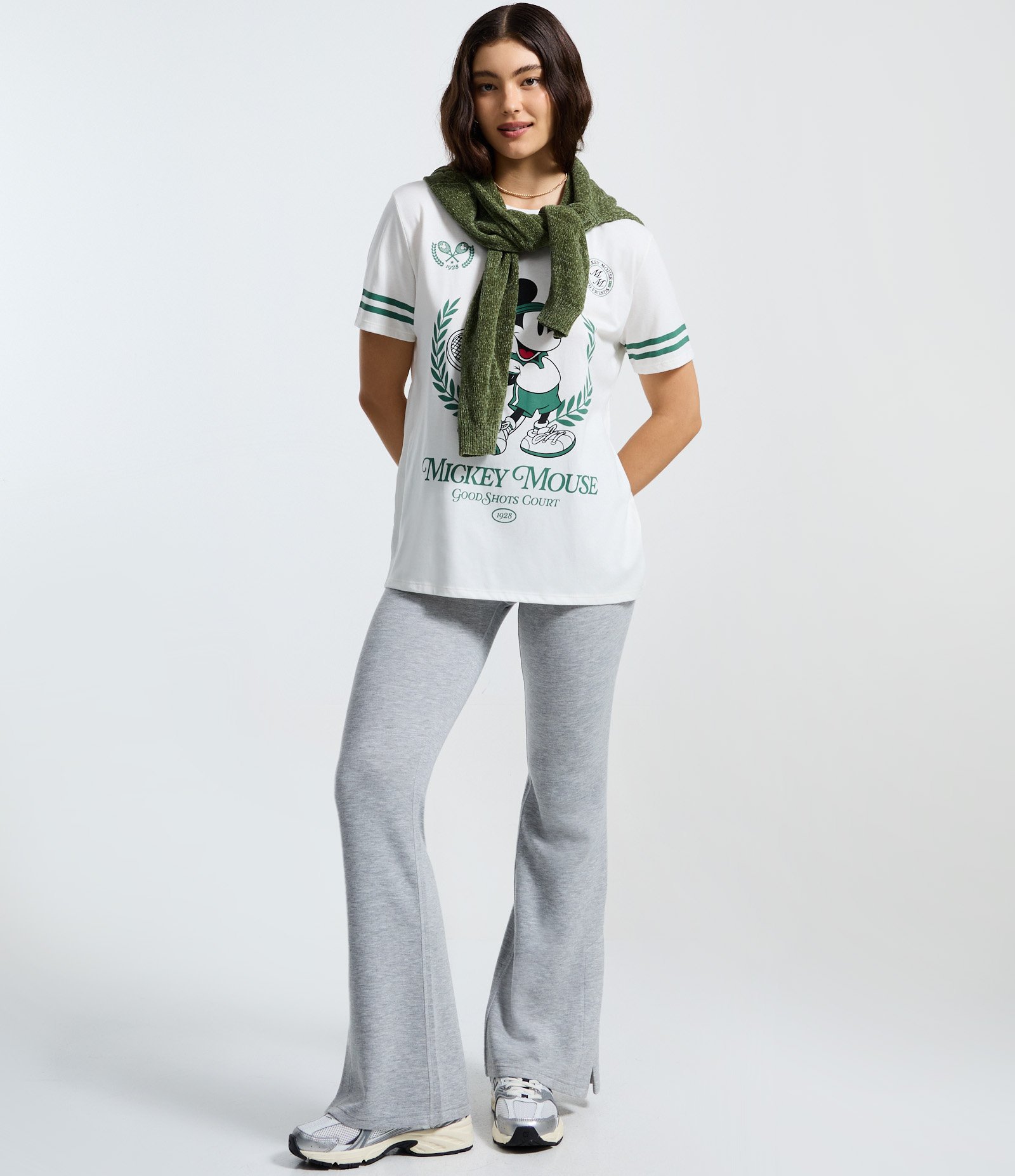 Camiseta em Algodão Estampa Mickey Tenista e Modelo Alongado Branco 2