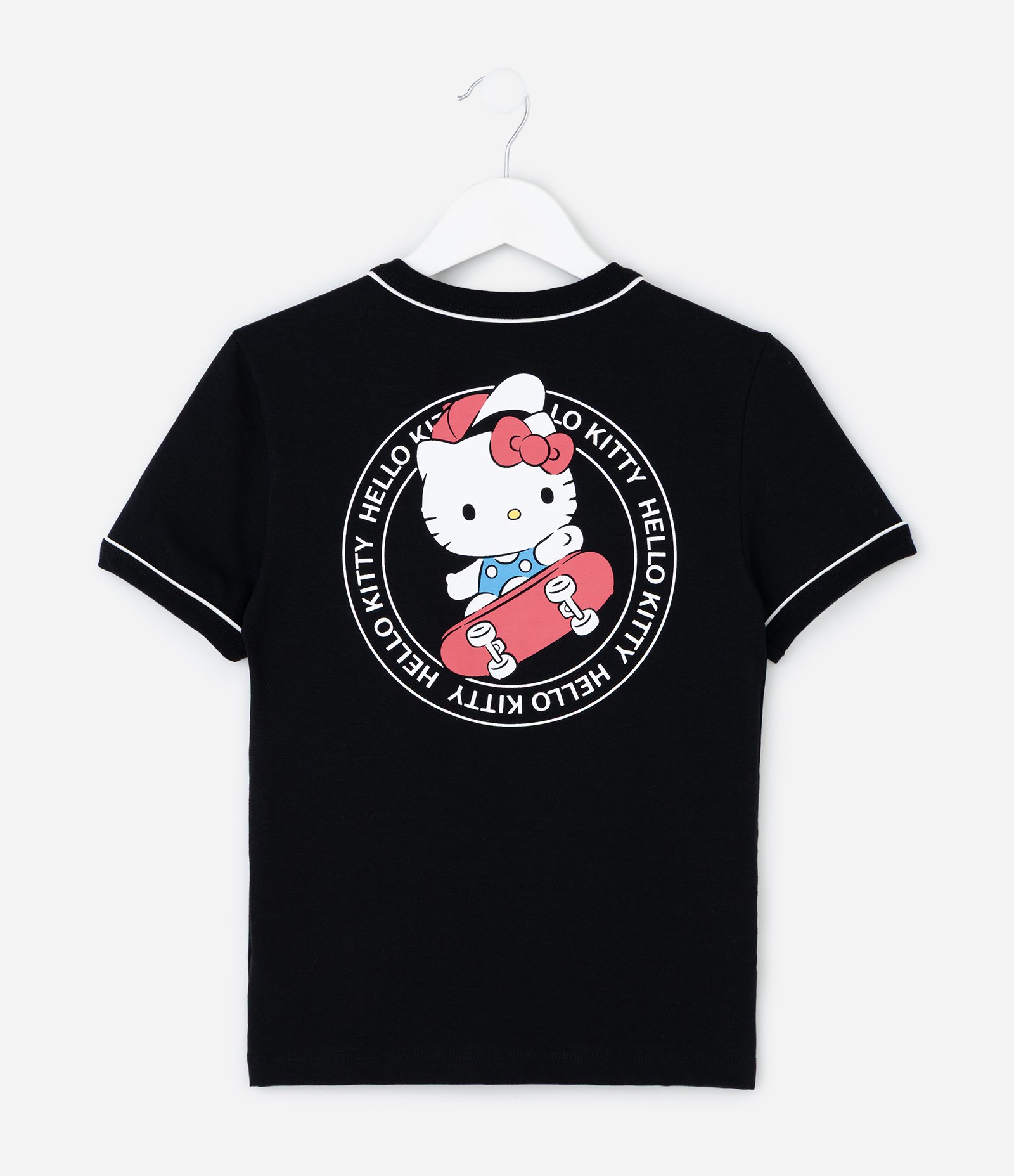Camiseta Manga Curta em Algodão com Estampa Hello Kitty Skate Preto 2