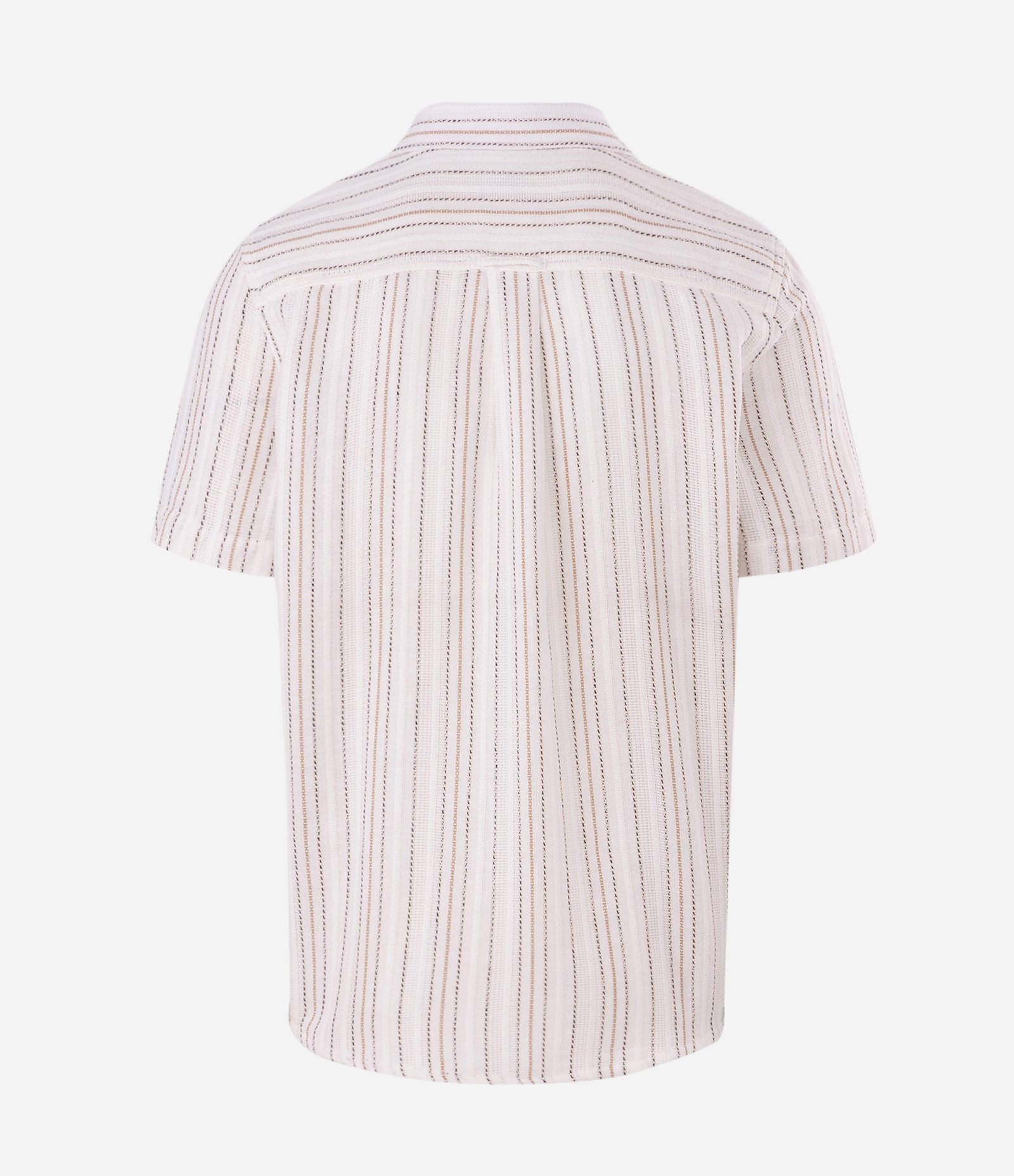 Camisa Listrada Texturizada Manga Curta Off White 6