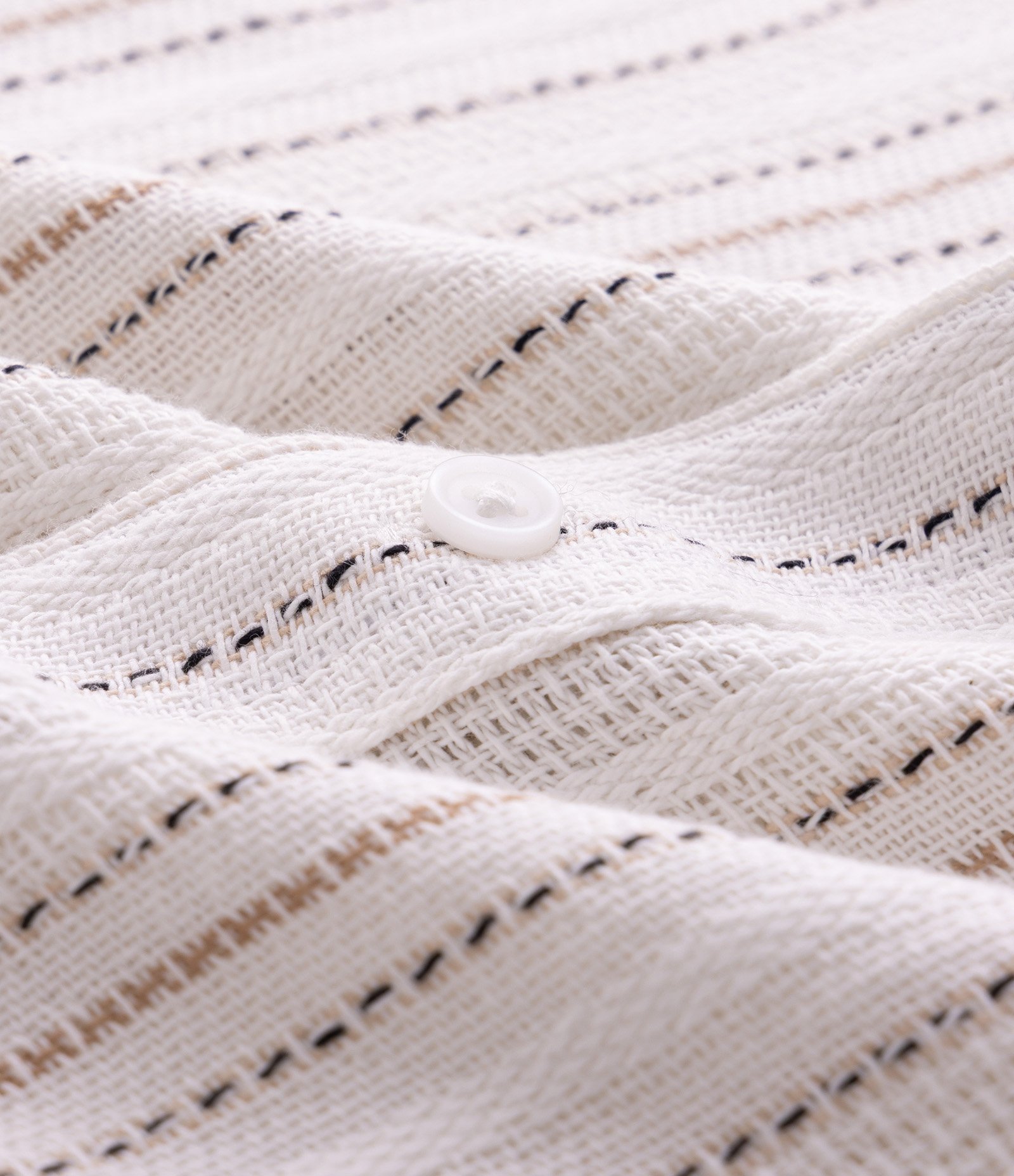 Camisa Listrada Texturizada Manga Curta Off White 7