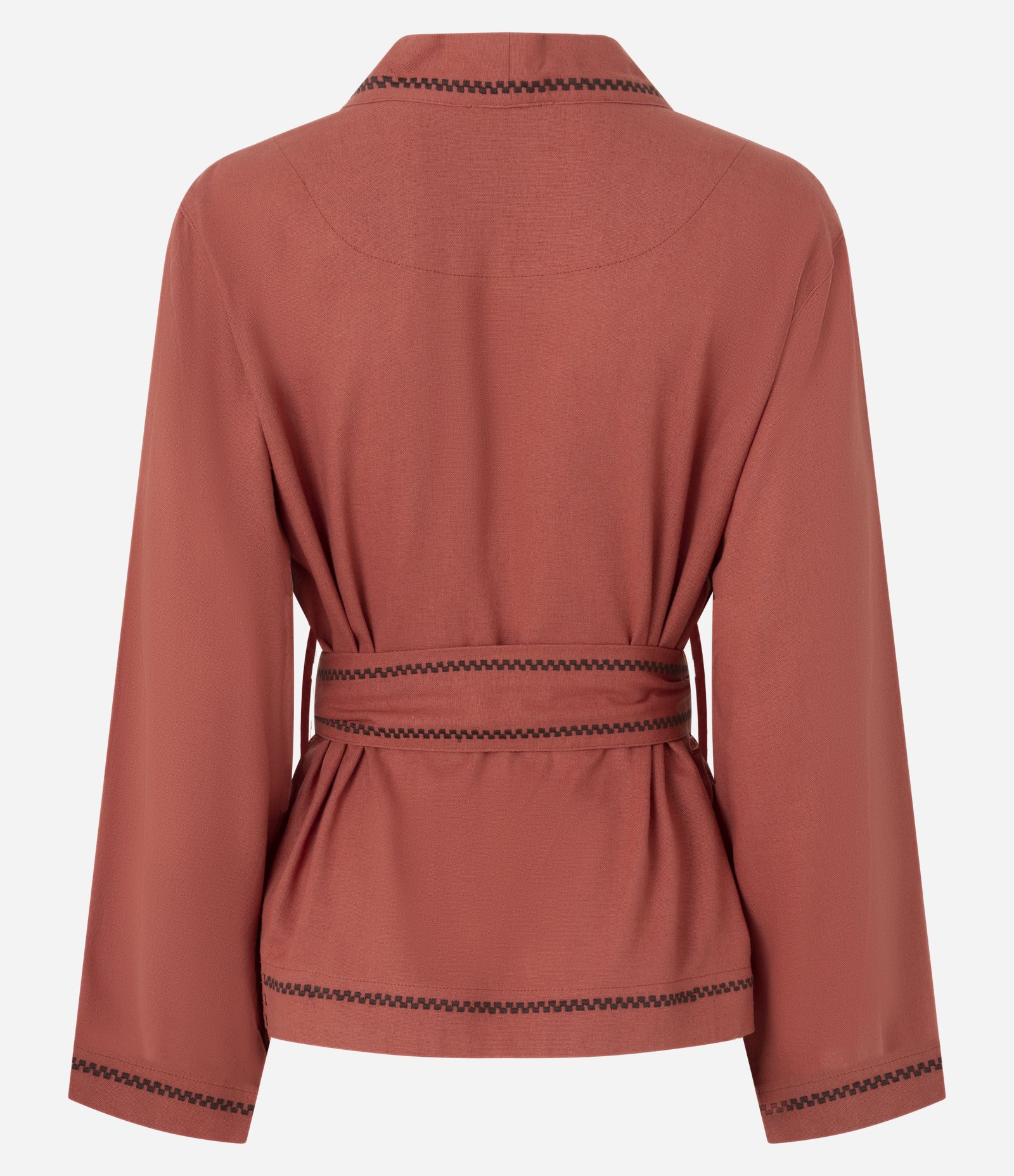 Kimono com Bordados Contrastantes e Faixa na Cintura Salmão 7