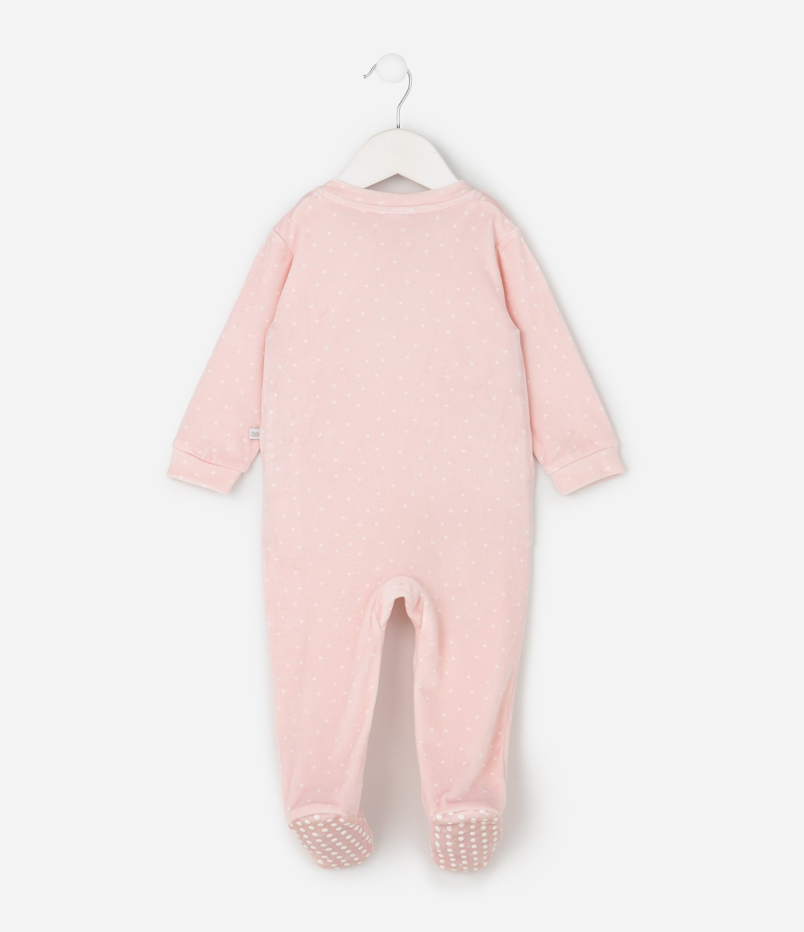 Macacão Bebê em Plush com Estampa Poá e Bordado – Tam RN a 18 Meses Rosa Claro 4