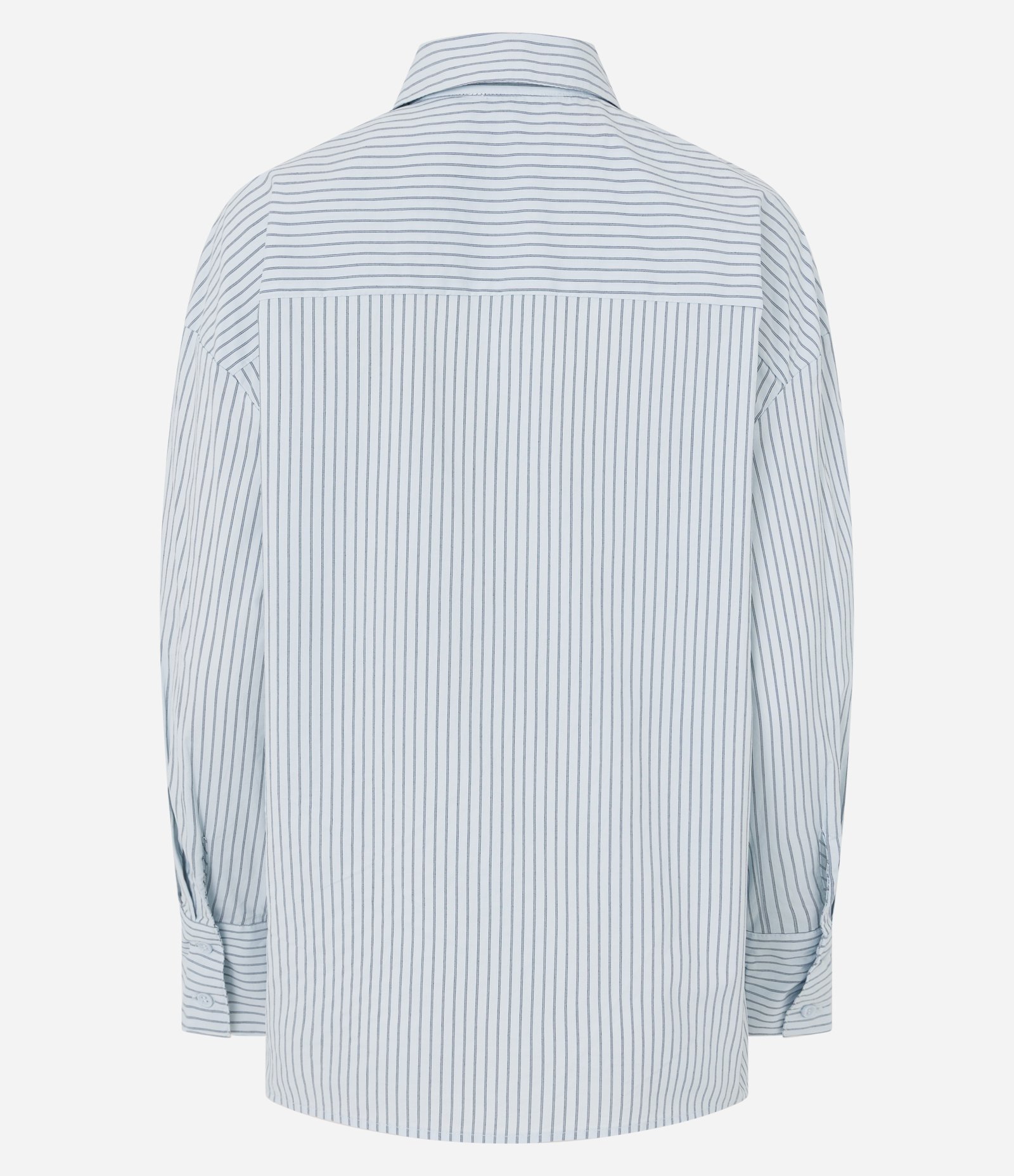 Camisa Oversized em Tricoline com Estampa Listrada Azul 2