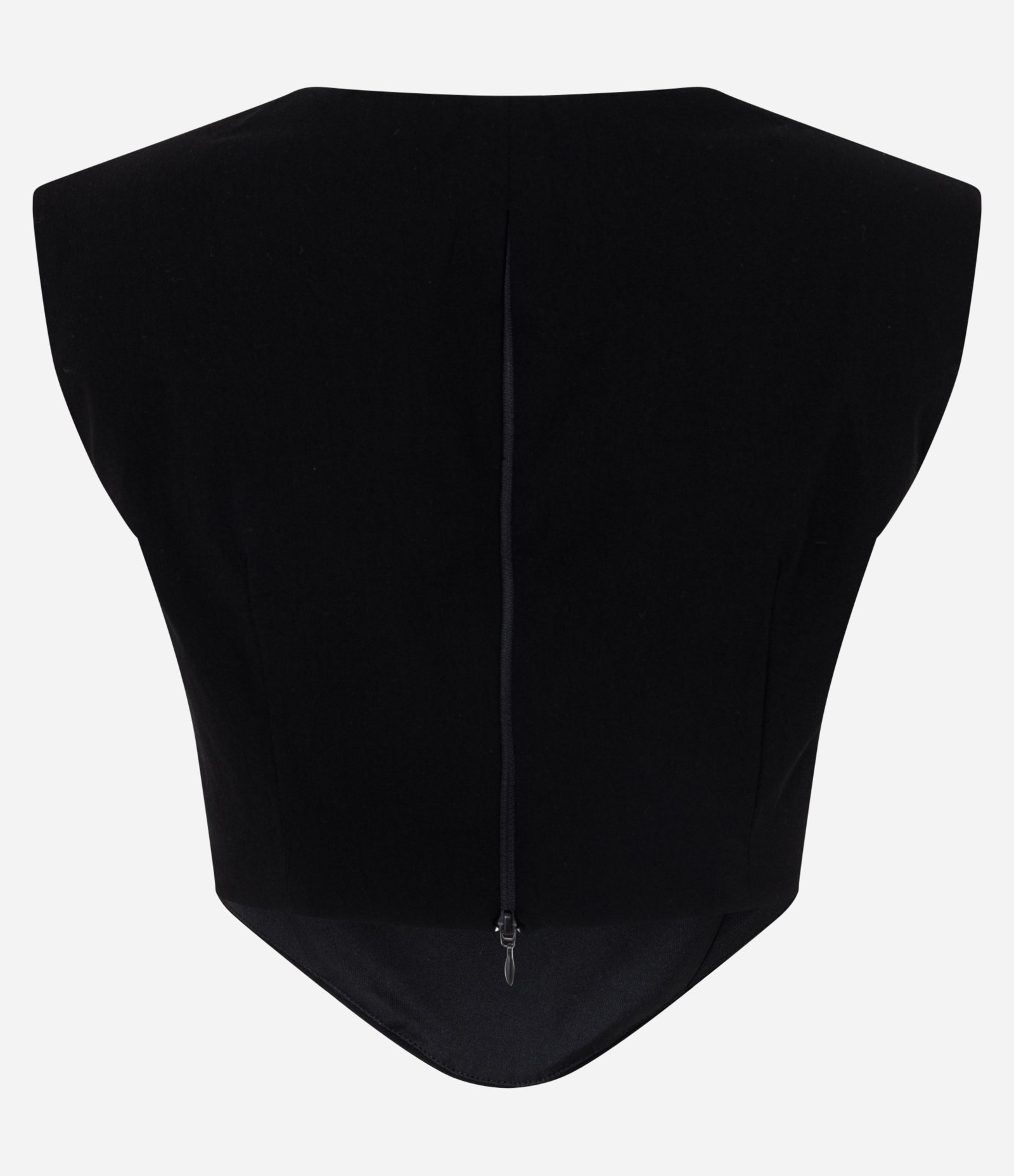 Blusa sem Manga em Bengaline com Ombreira e Decote Quadrado Preto 2