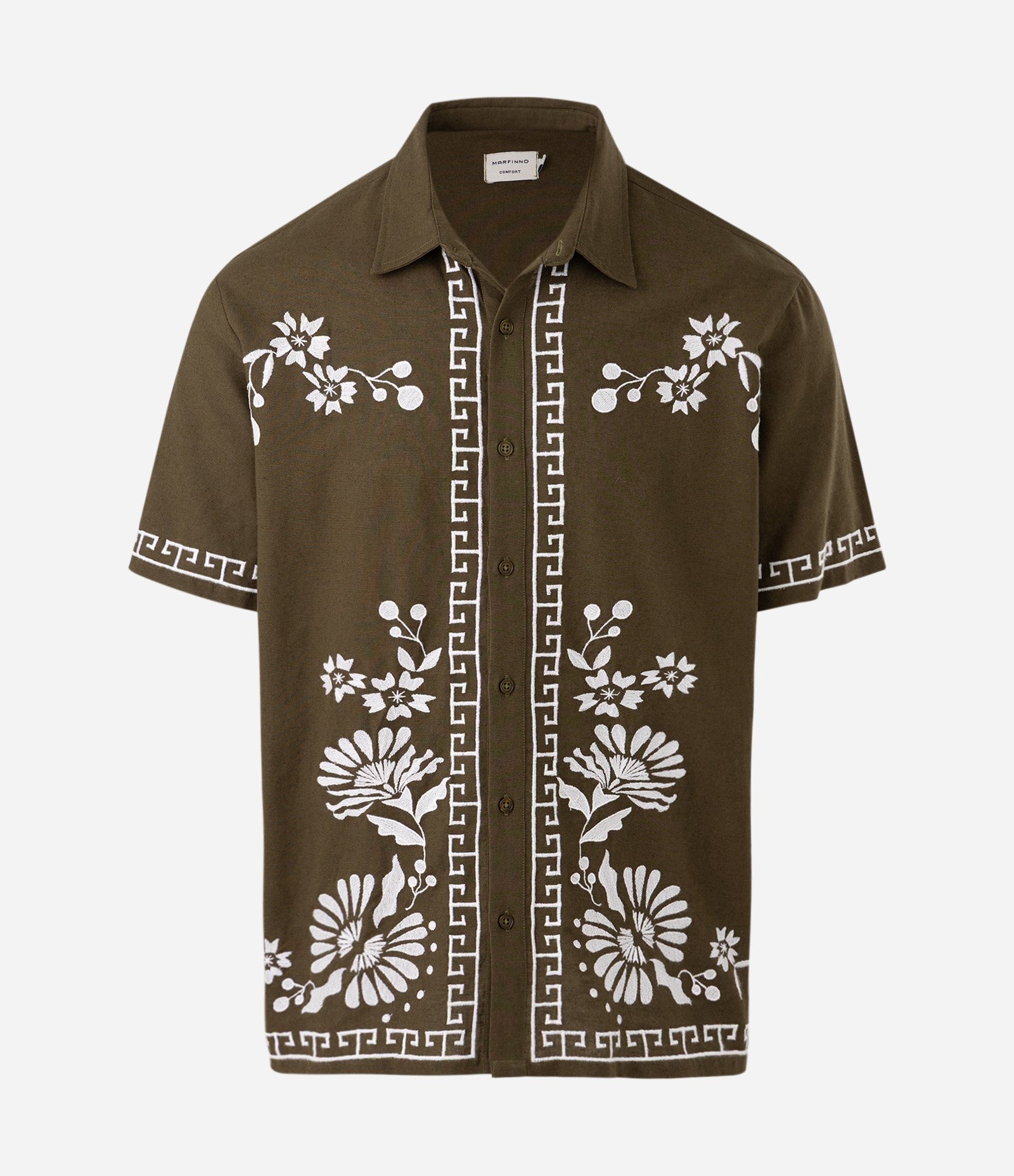 Camisa Manga Curta Floral Abstrata Texturizada Verde 2