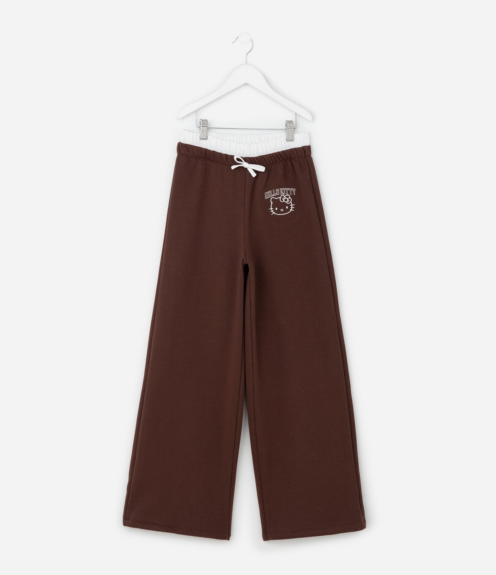 Calça Infantil Wide com Estampa Hello Kitty e Cós Duplo – Tam 5 a 16 Anos Marrom 1