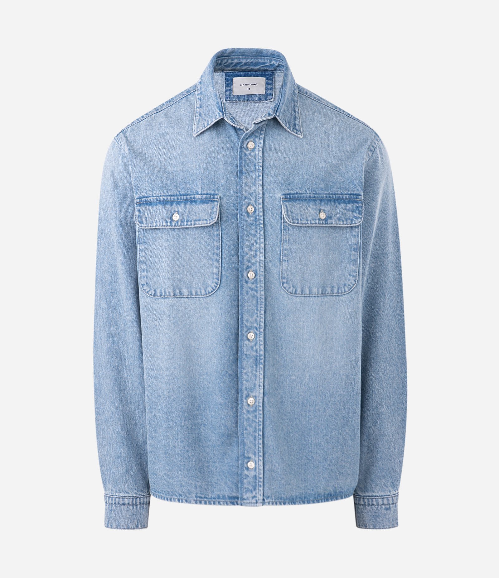 Camisa Jeans Overshirt Manga Longa Azul 2