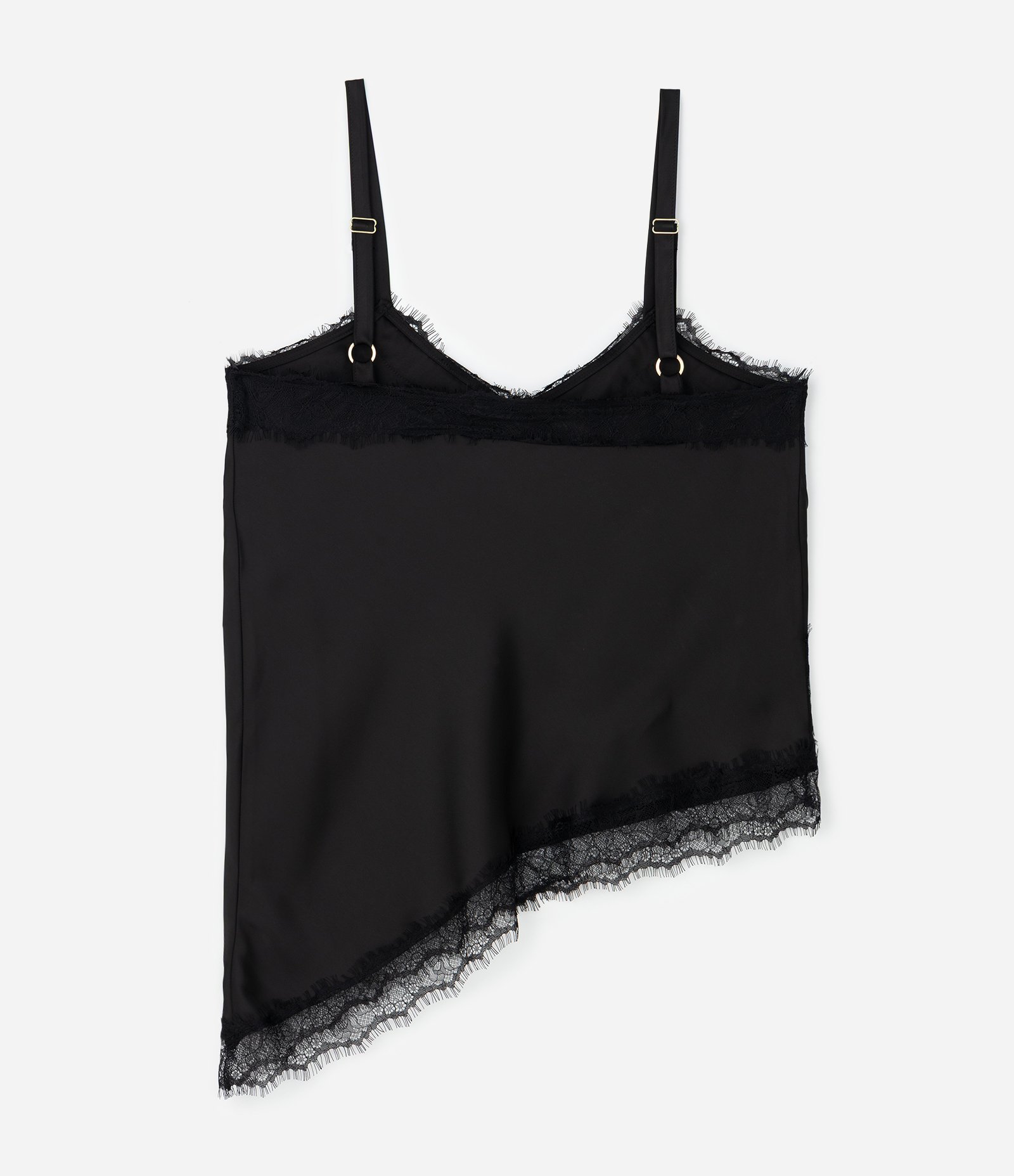 Blusa Regata em Cetim com Renda e Barra Assimétrica Curve & Plus Size Preto 2