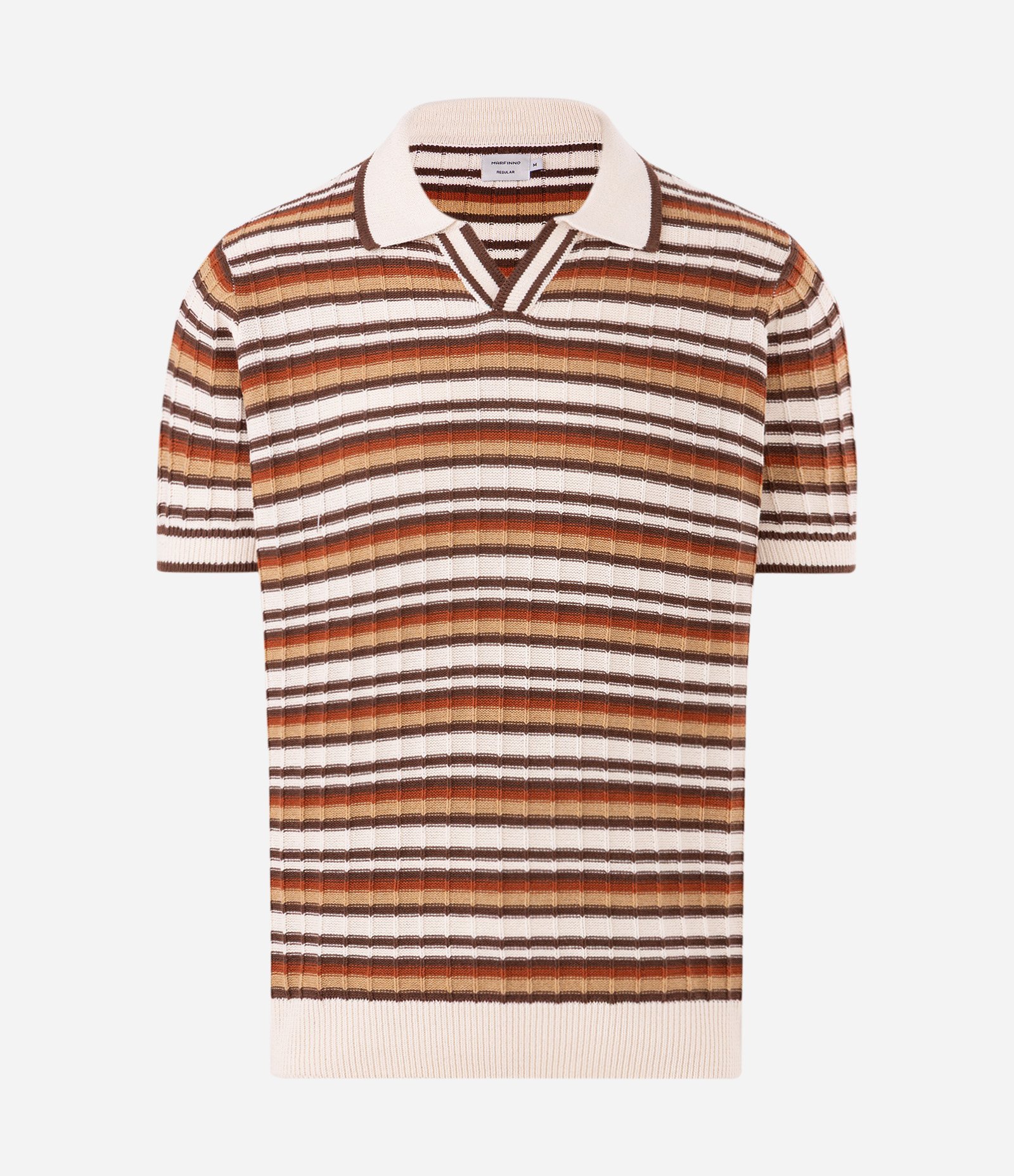 Polo Tricô Listrado Horizontal Vintage Branco 5