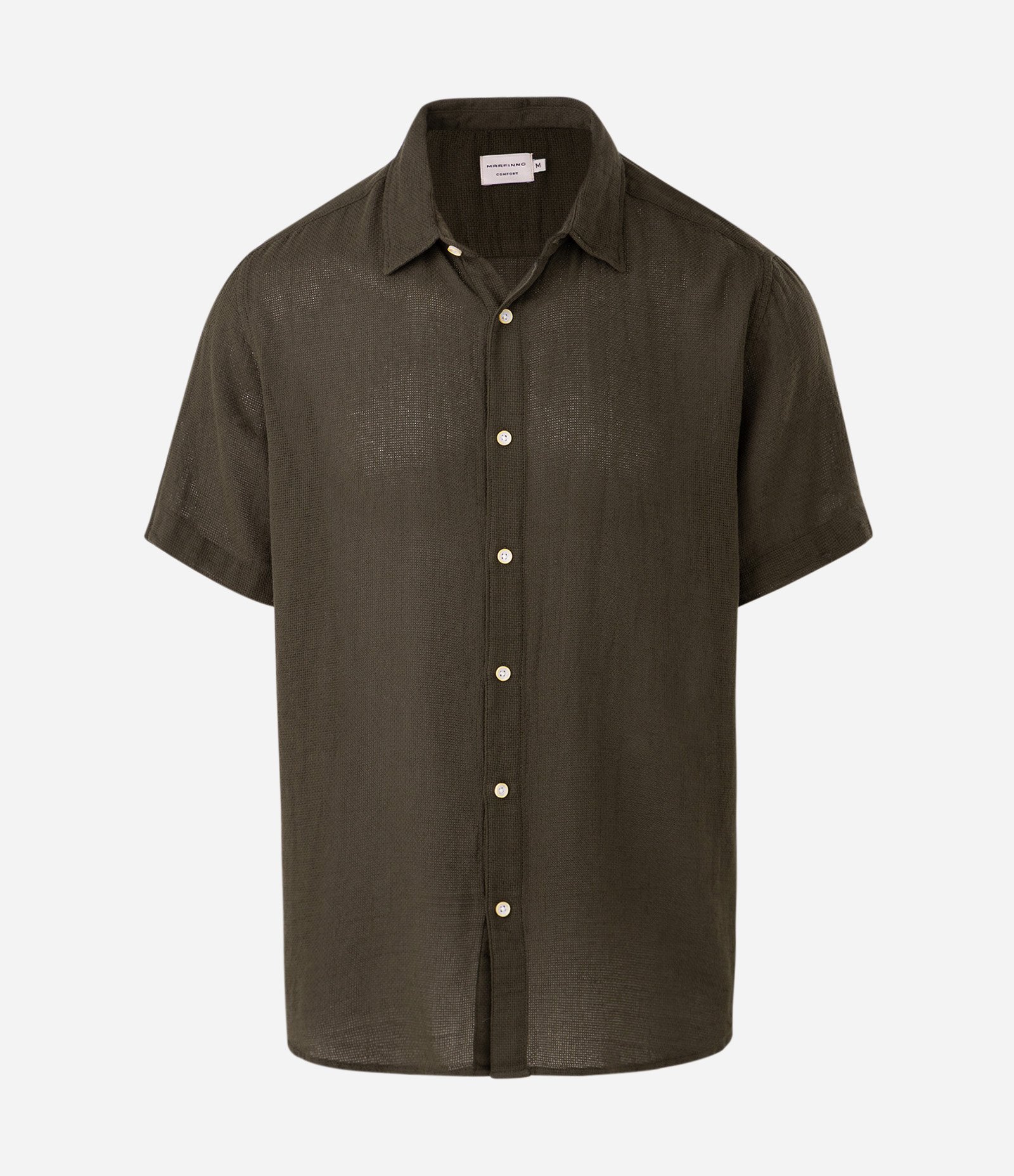 Camisa Comfort em Algodão com Textura Verde Escuro 5