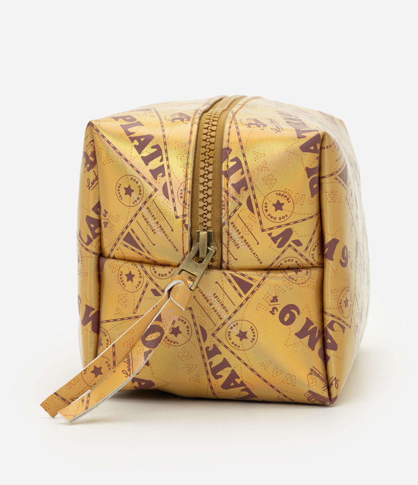 Necessaire Retangular em PU com Estampa Temática Harry Potter Dourado 2