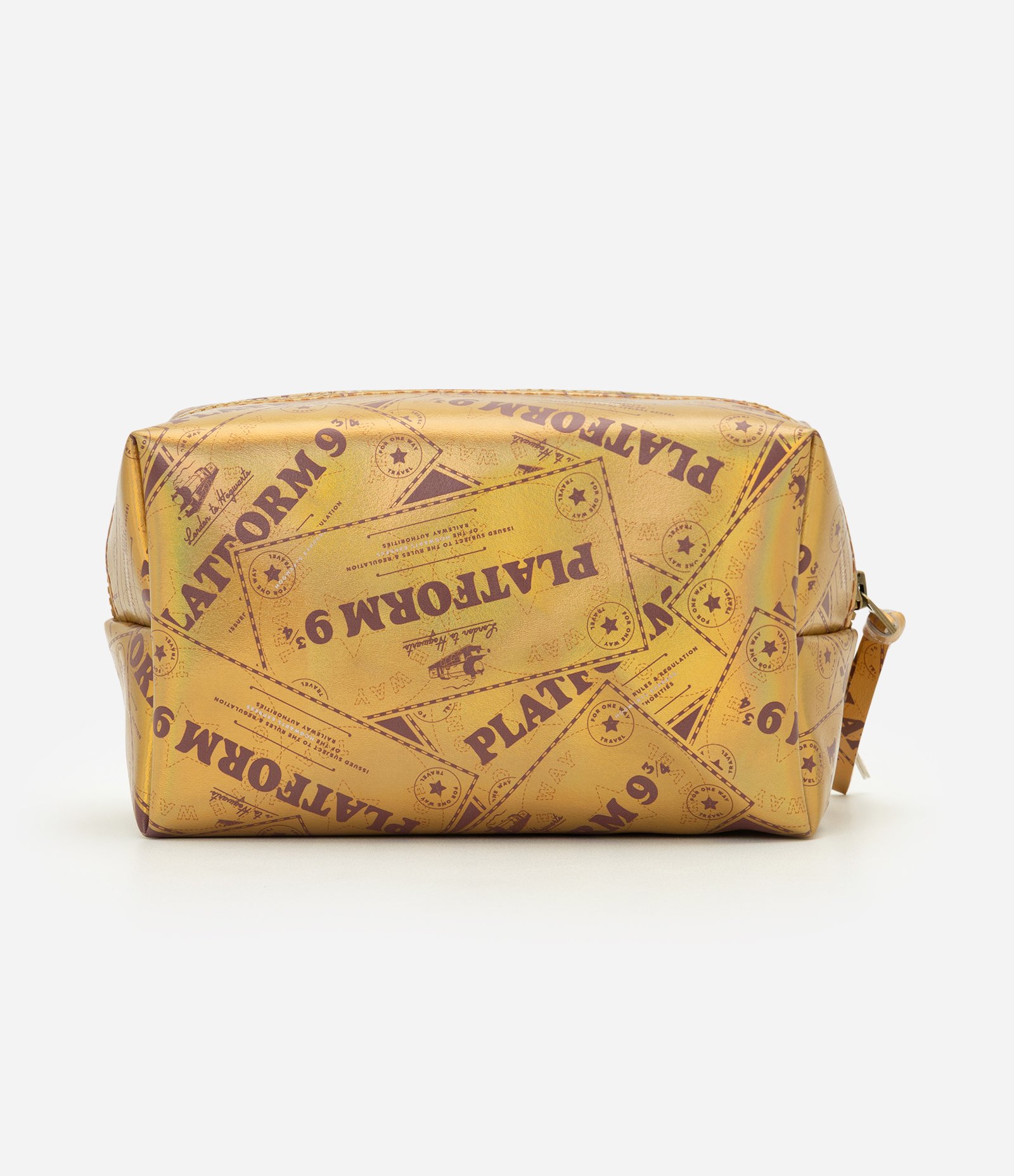 Necessaire Retangular em PU com Estampa Temática Harry Potter Dourado 3