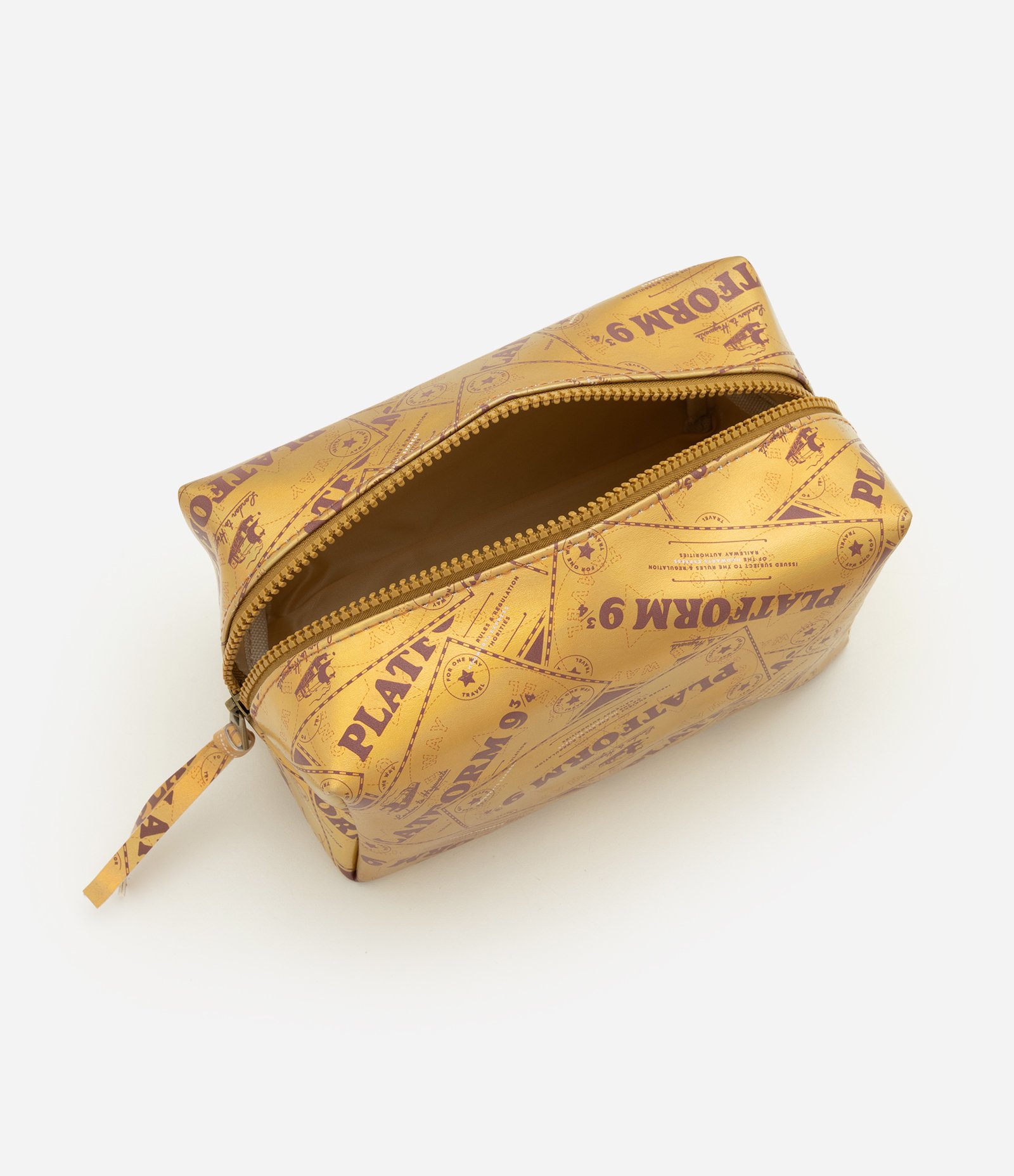 Necessaire Retangular em PU com Estampa Temática Harry Potter Dourado 5