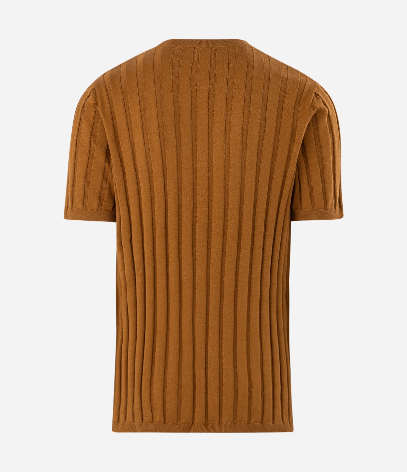 Camiseta Canelada Manga Curta Decote U Marrom 6