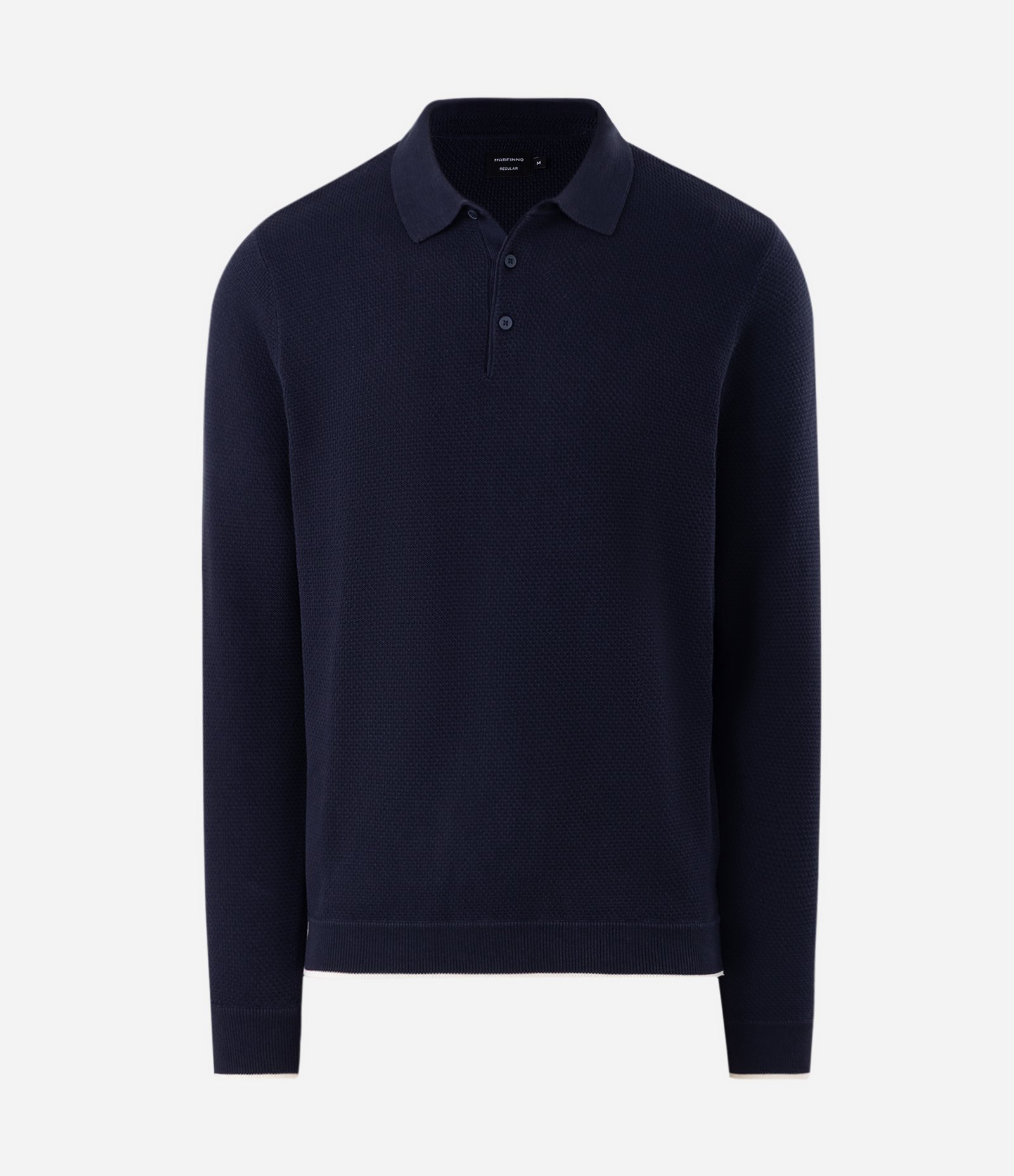 Suéter em Tricô Leve com Gola Polo Azul 3