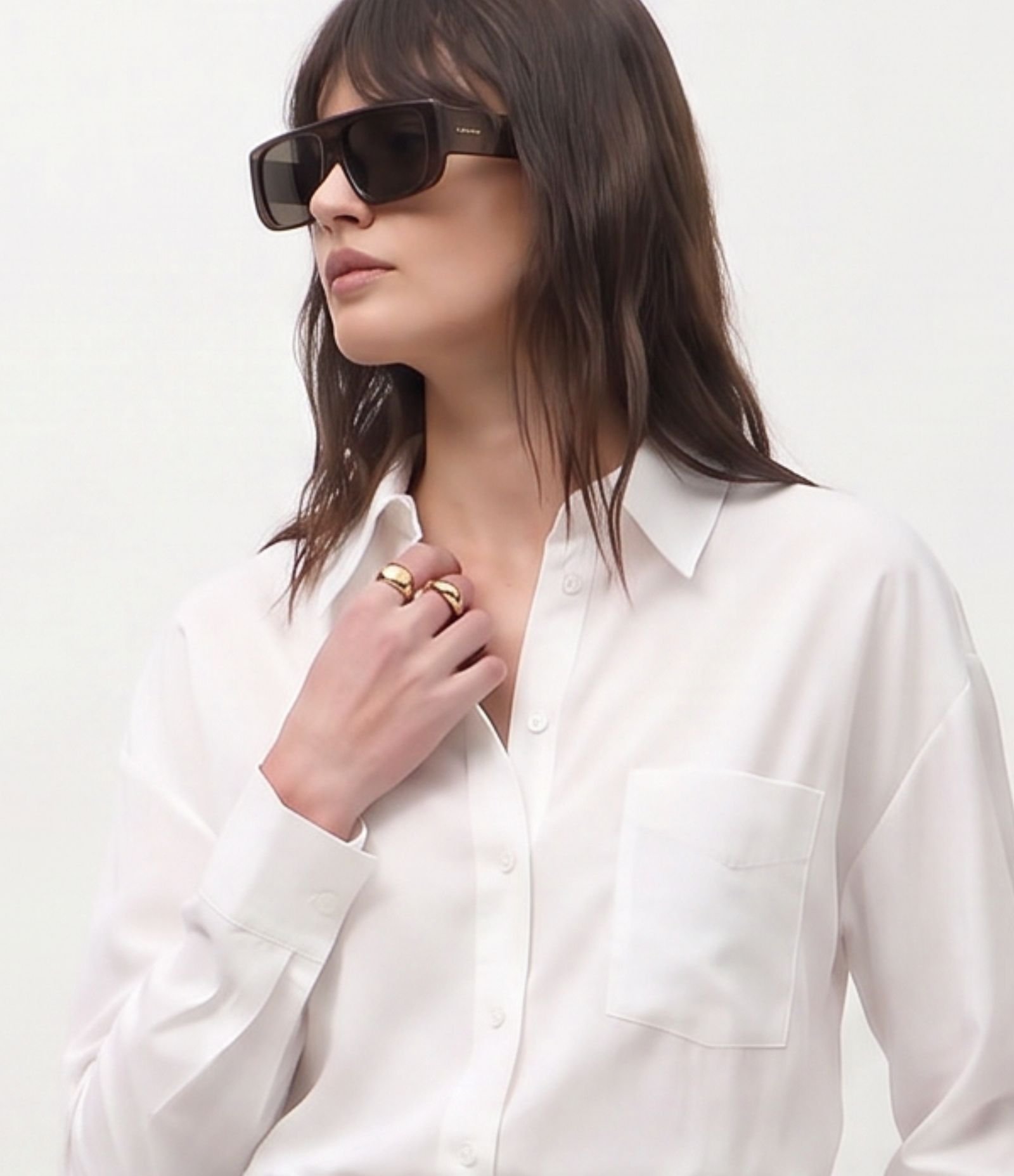 Camisa Oversized em Tricoline Toque Empapelado Branco 1