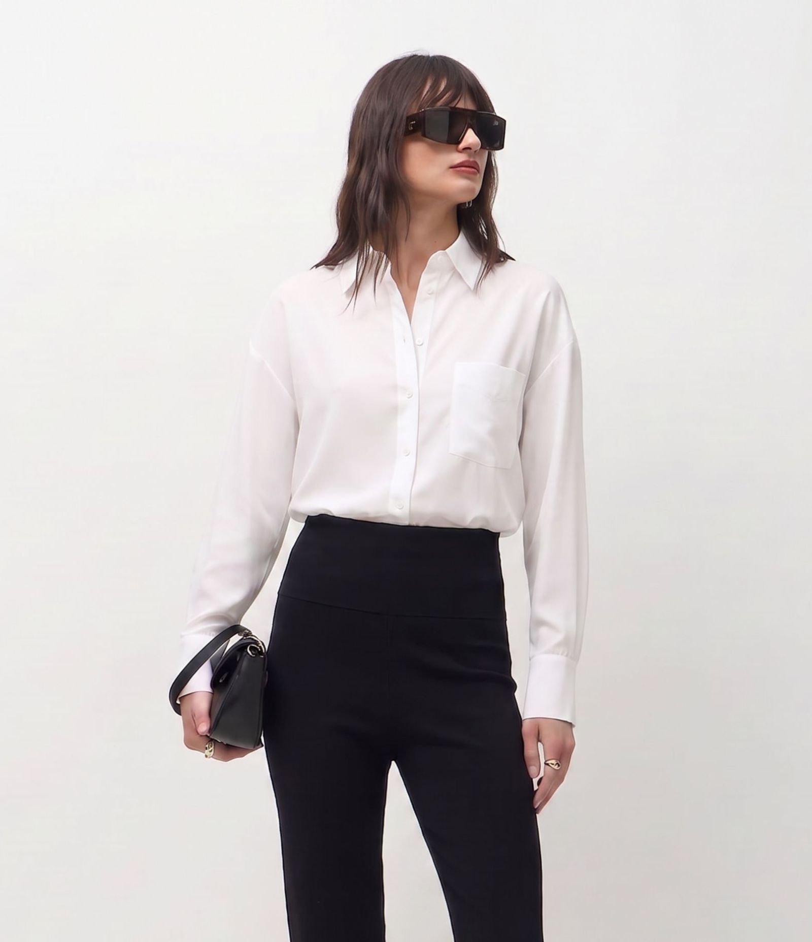 Camisa Oversized em Tricoline Toque Empapelado Branco 3