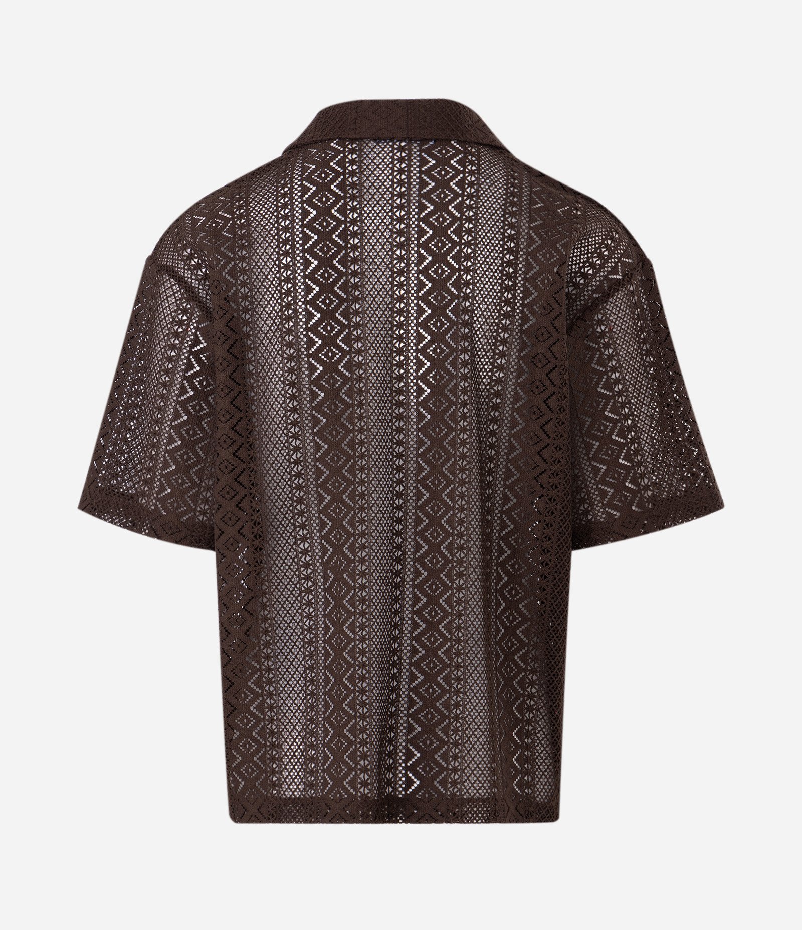 Camisa Manga Curta Tricô Ponto Aberto Boxy Marrom 6
