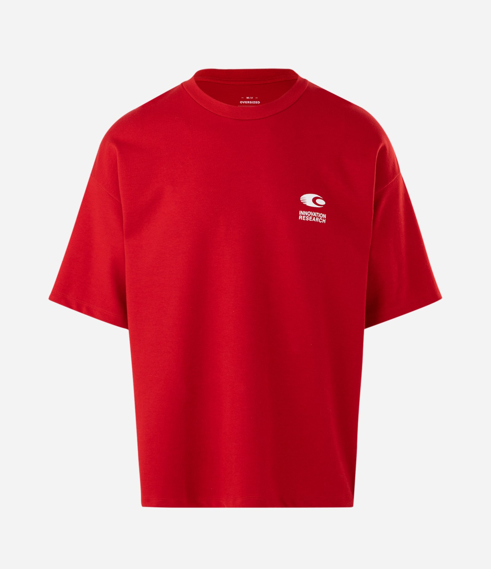 Camiseta Manga Curta em Algodão com Lettering Innovation Research Oversized Vermelho 5