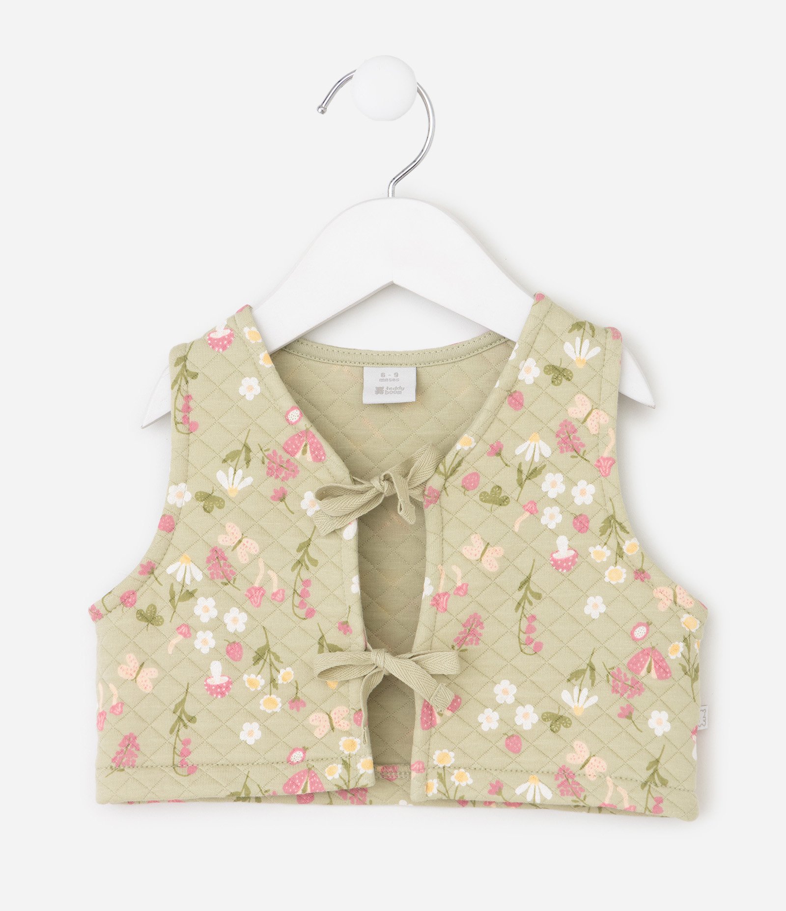 Vestido Bebê em Fleece com Colete Matelassê Floral – Tam 0 a 18 Meses Rosa/Verde 7