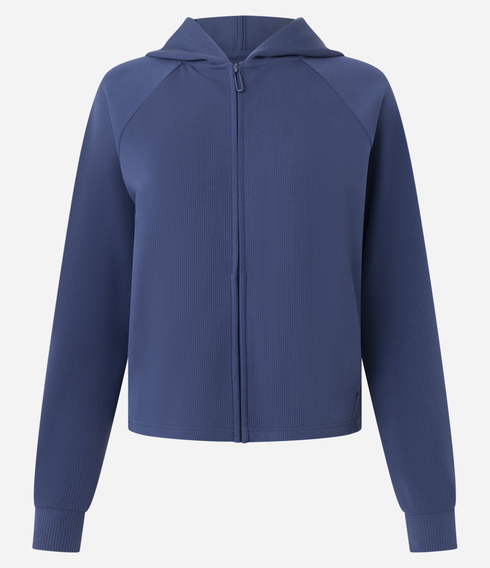 Jaqueta Esportiva em Modal Canelado com Capuz Azul 6